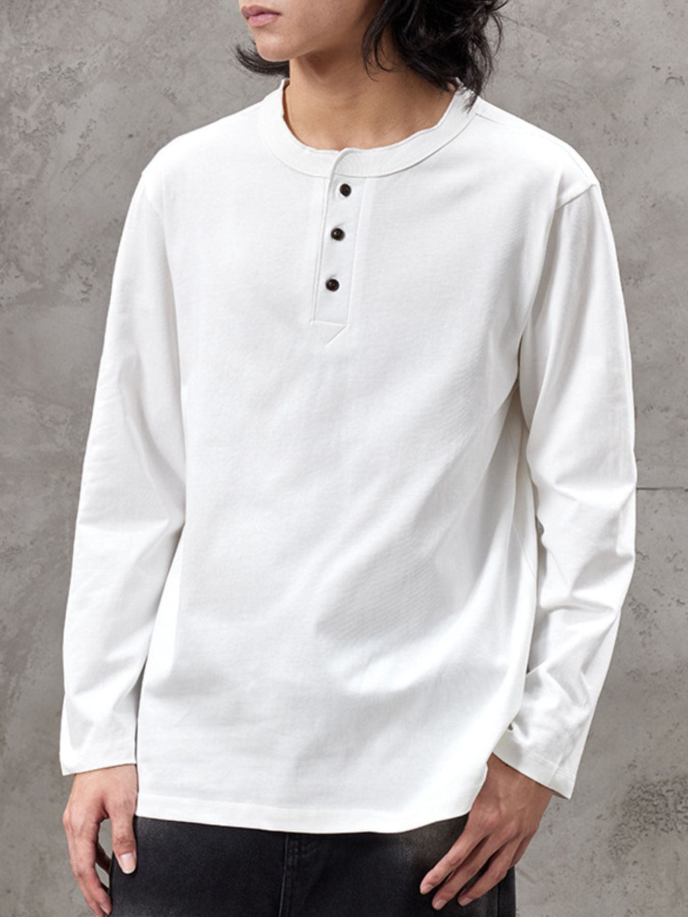 Men's Plus Size Casual Henley Long Sleeve T-Shirt