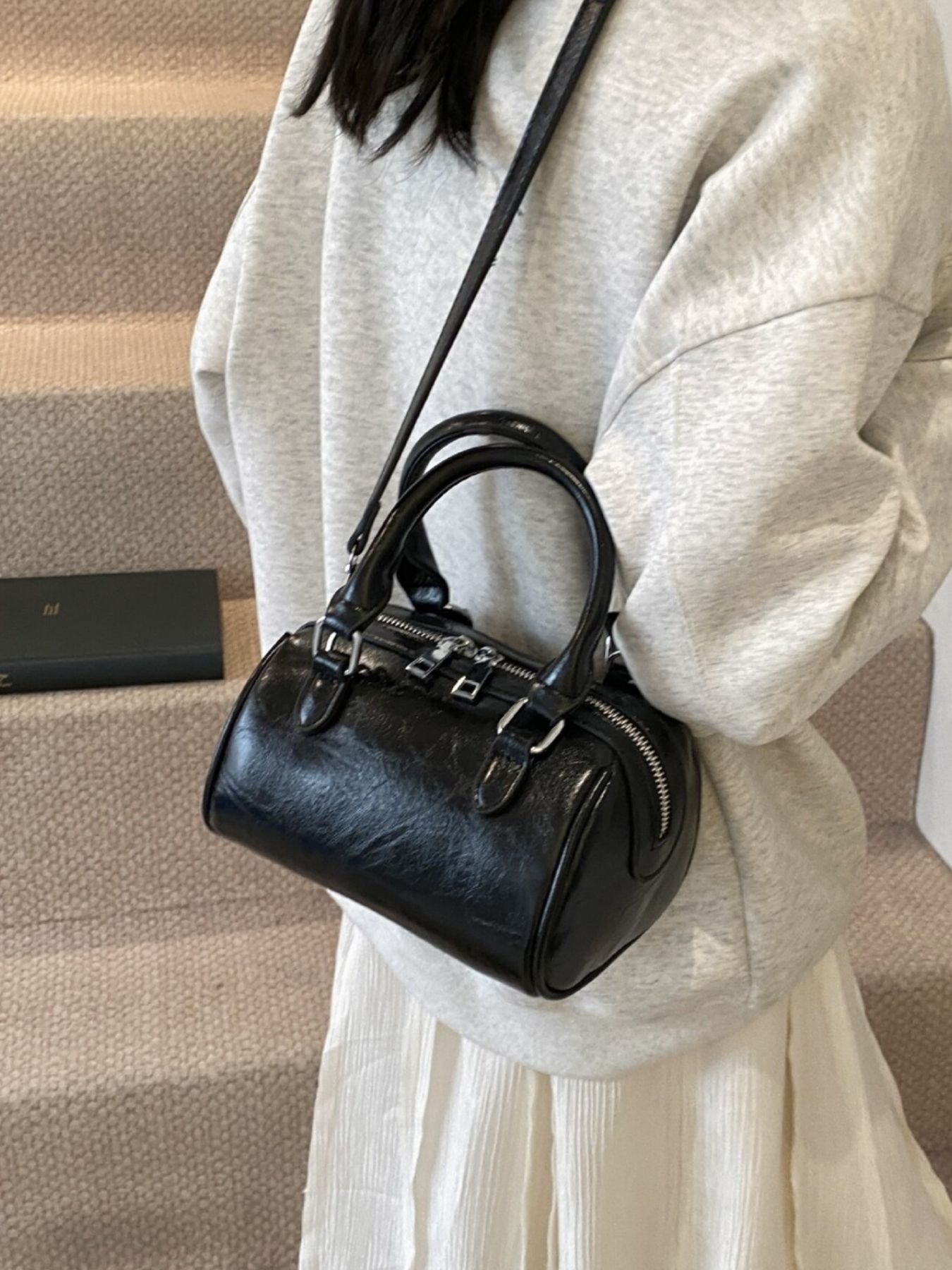 Cylinder Leather Shoulder Bag 5