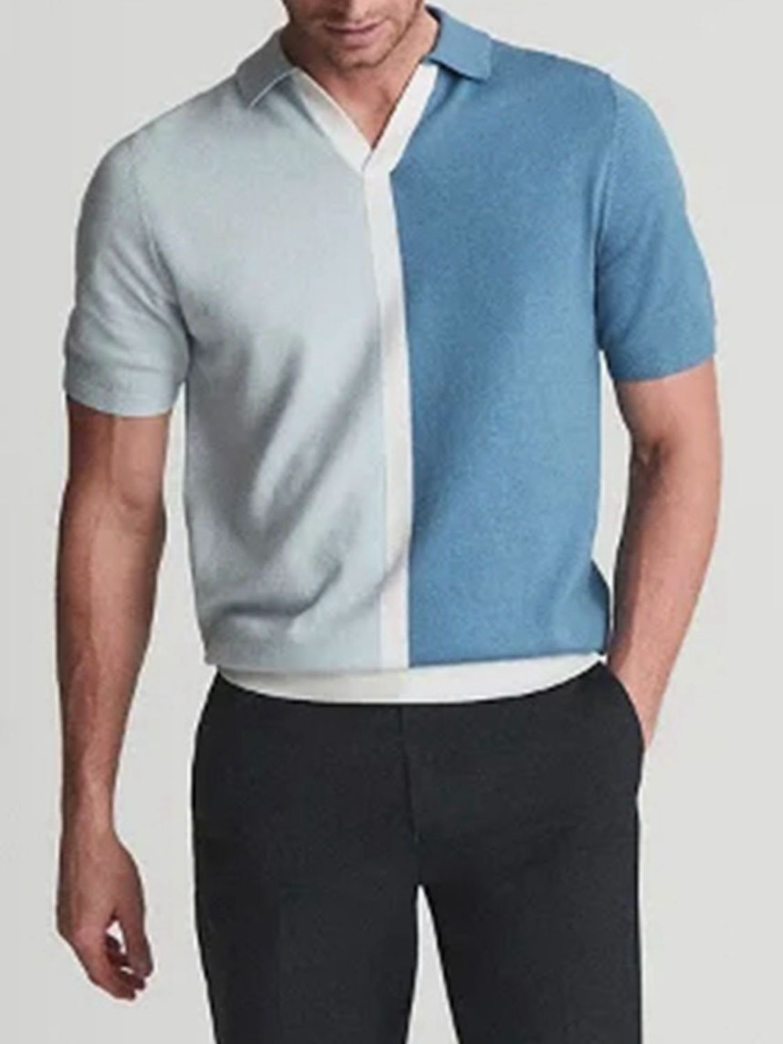 Men's Plus Size Two-Tone Short Sleeve Polo