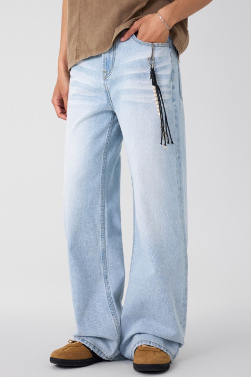 Men's Wide Leg Wash Jeans