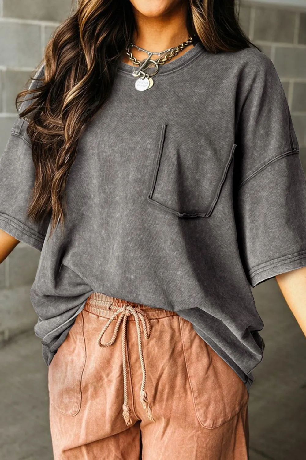 Mineral Wash Half Sleeve Vintage T Shirt