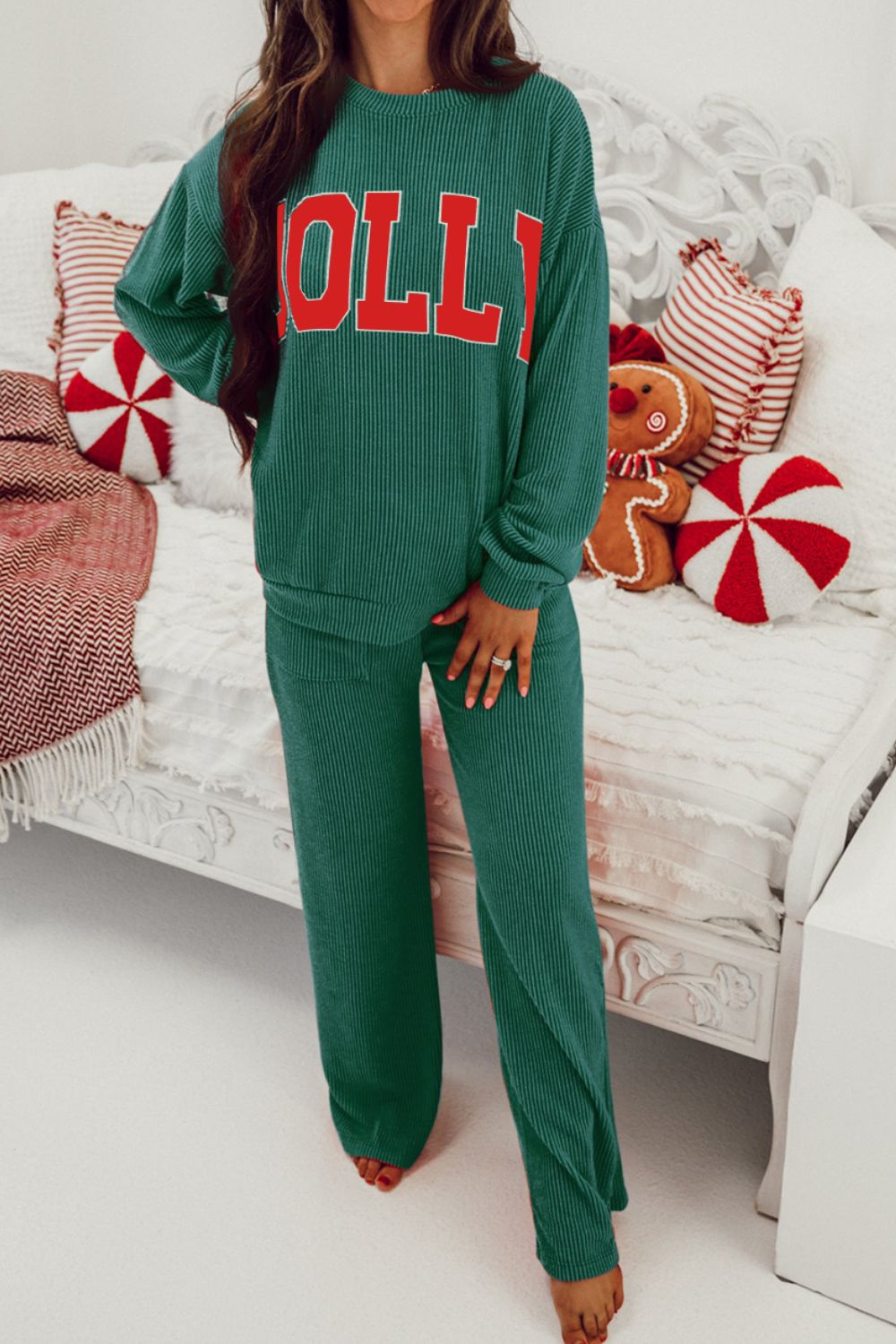 Jolly Christmas Top and Drawstring Pants Set