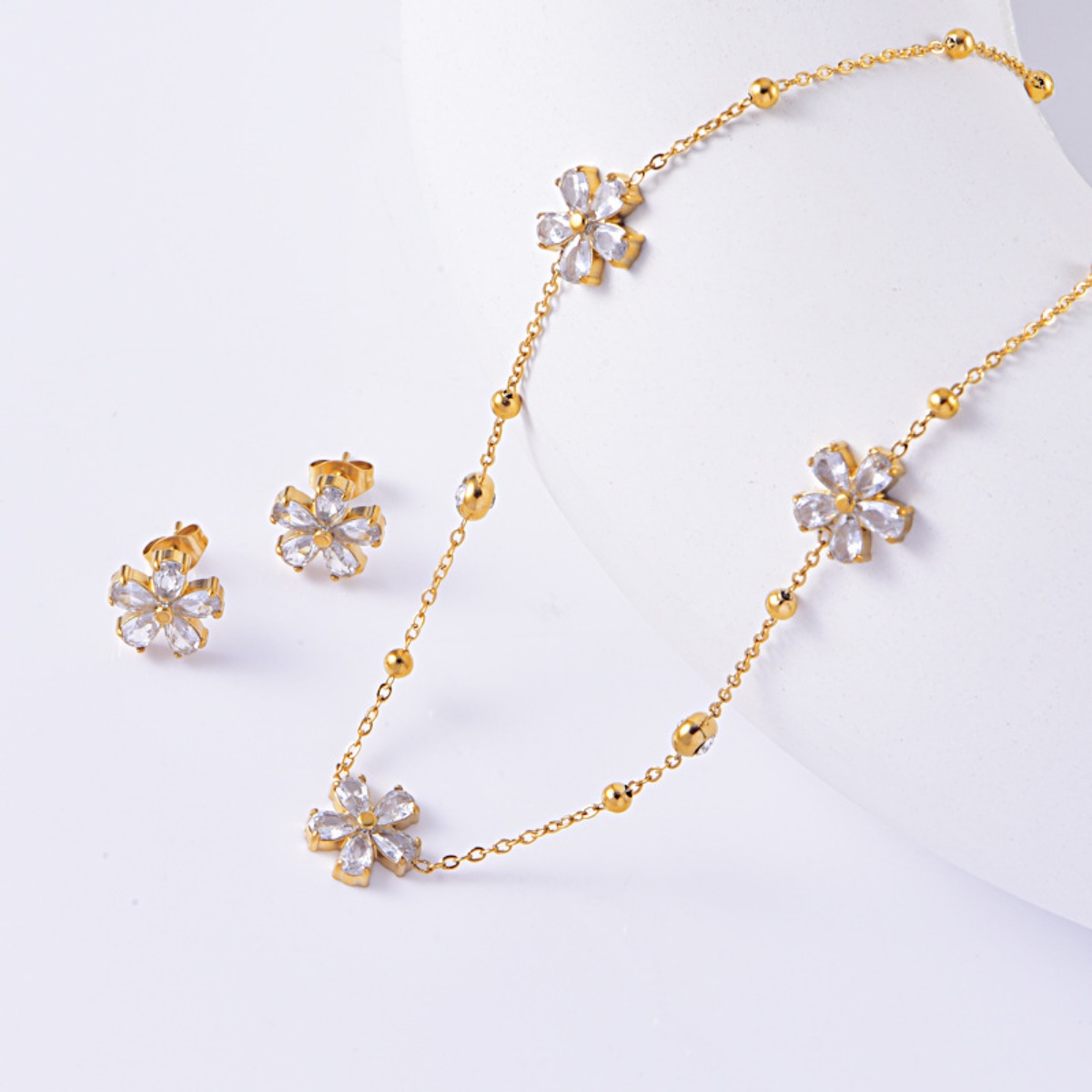 18K Gold-Plated Flower Jewelry Set