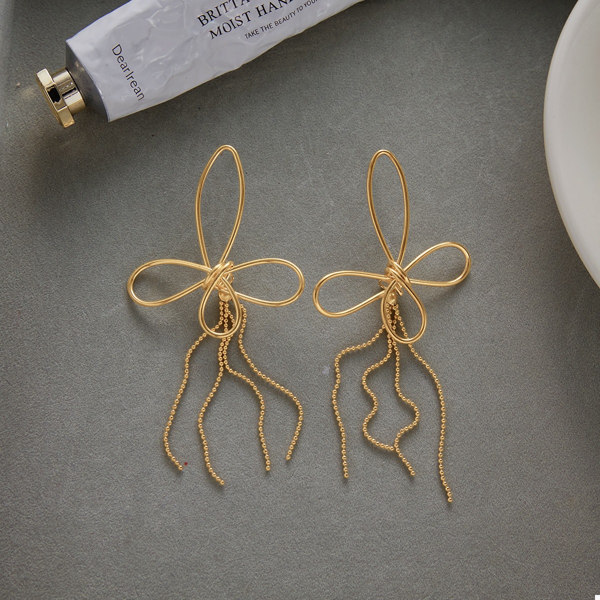 18K Gold-Plated Tassel Bow Earrings