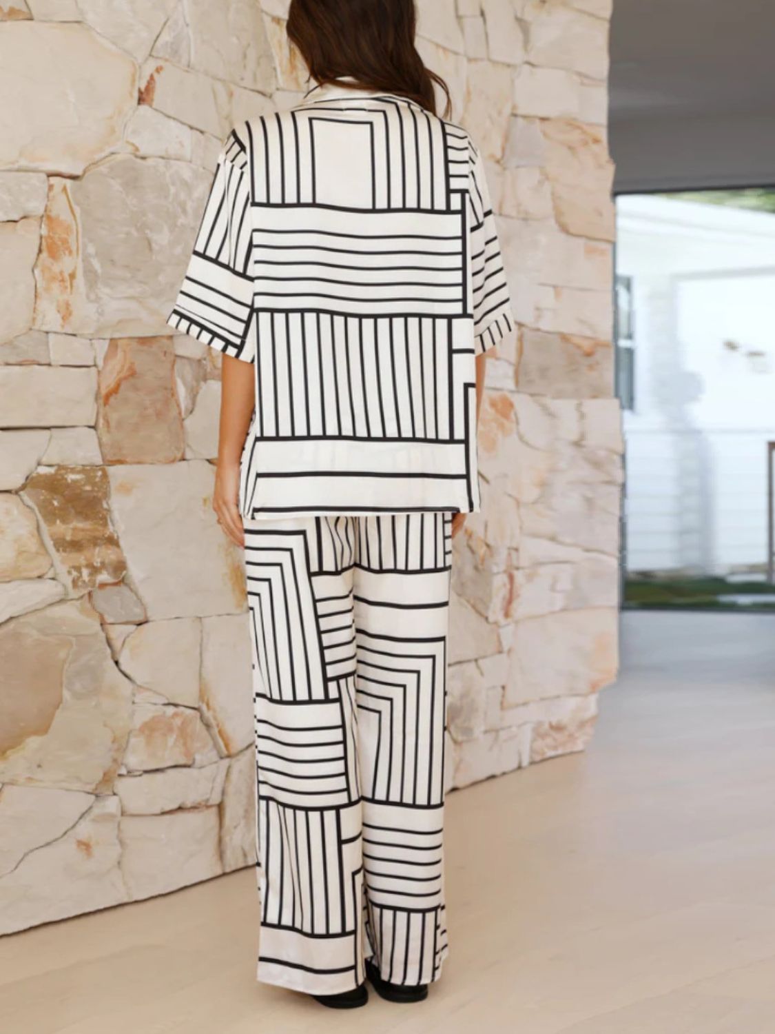 Button Down Half Sleeve Top and Pants Set