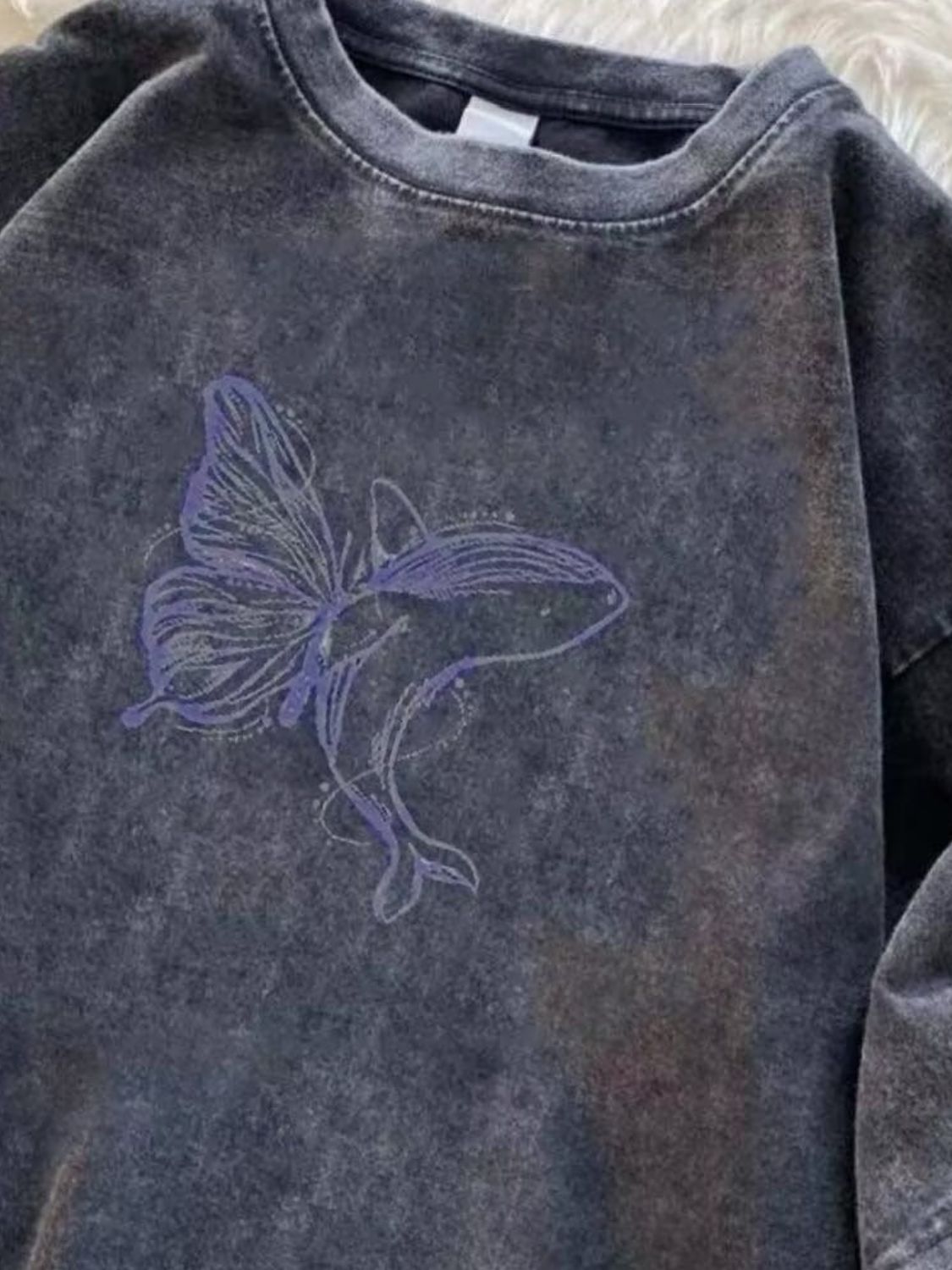 Men's Full Size Butterfly Round Neck T-Shirt Plus Size