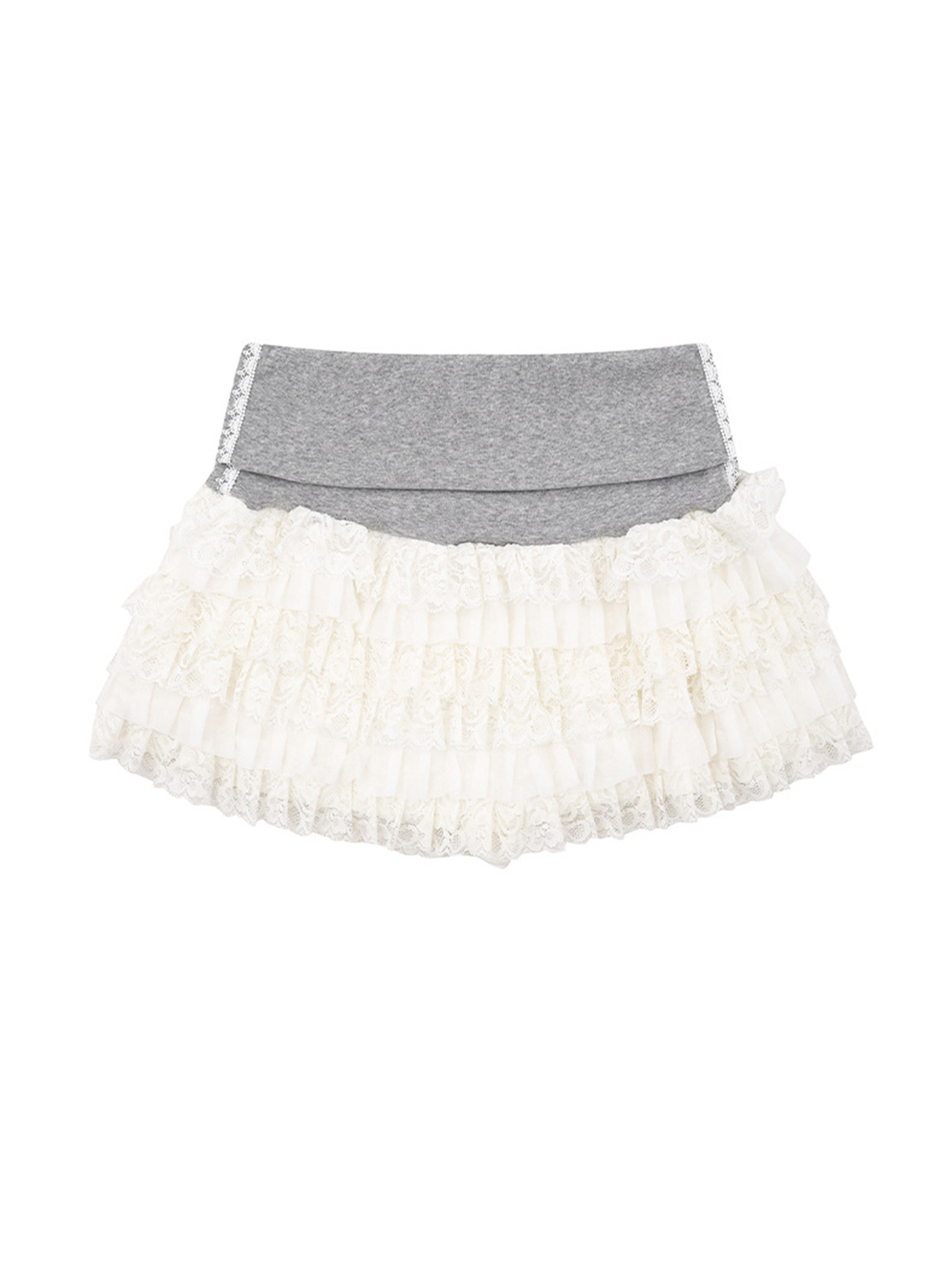 Layered Tulle Mini Skirt with Contrast Waistband