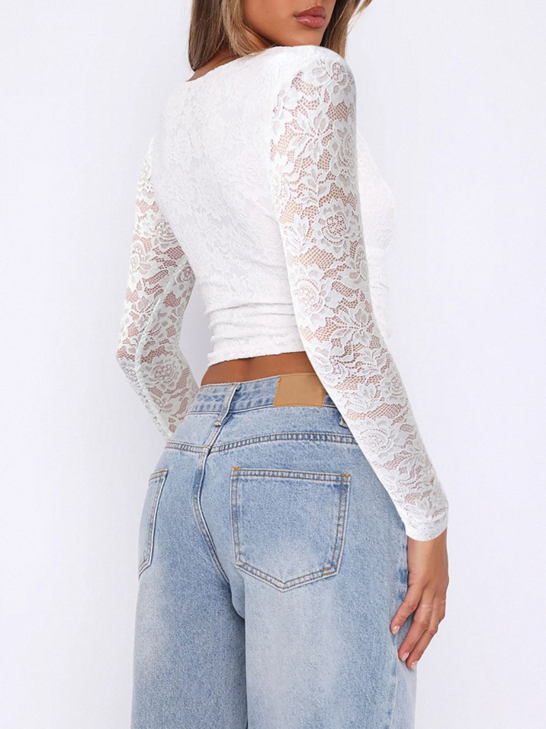 V-Neck Long Sleeve Lace Top
