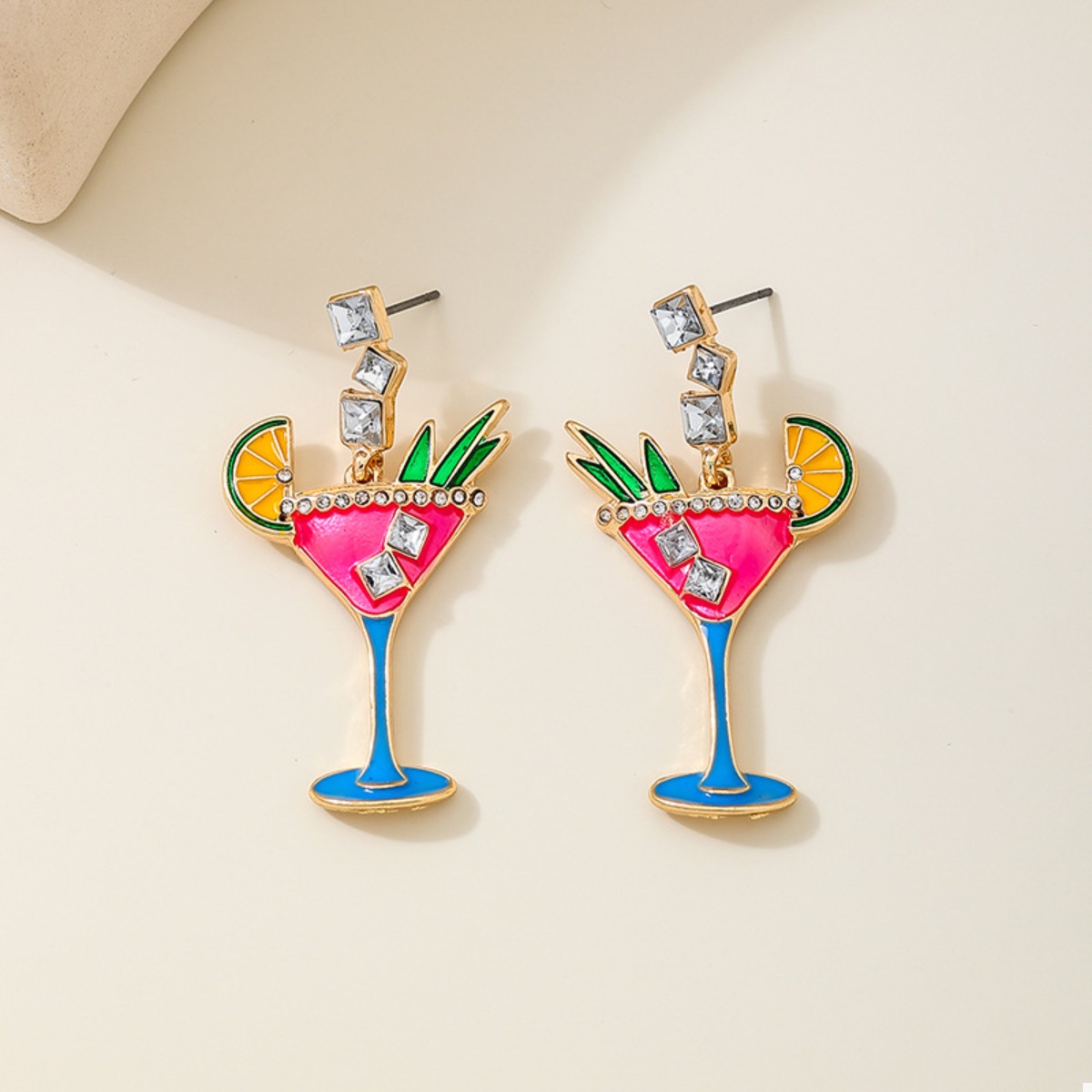 Cocktail Glass Dangle Earrings