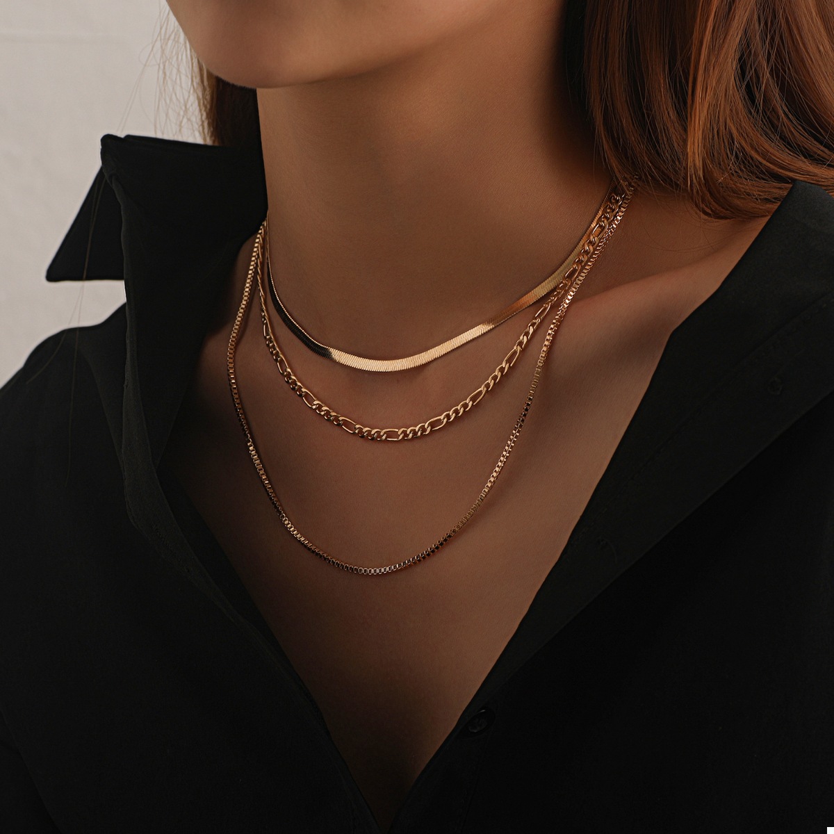 18K Gold-Plated Three-Layered Necklace
