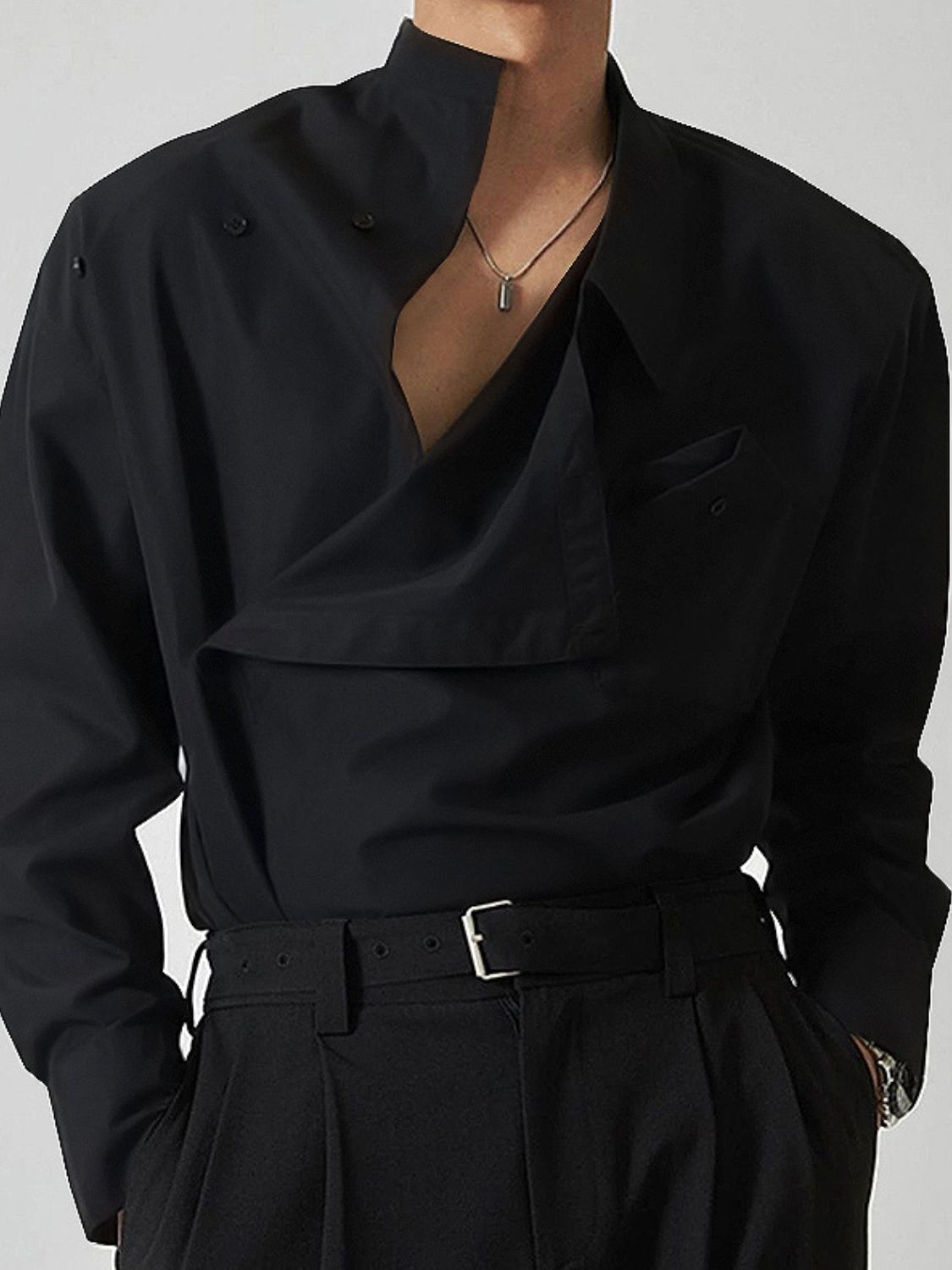 Men's Asymmetrical Long Sleeve Shirt