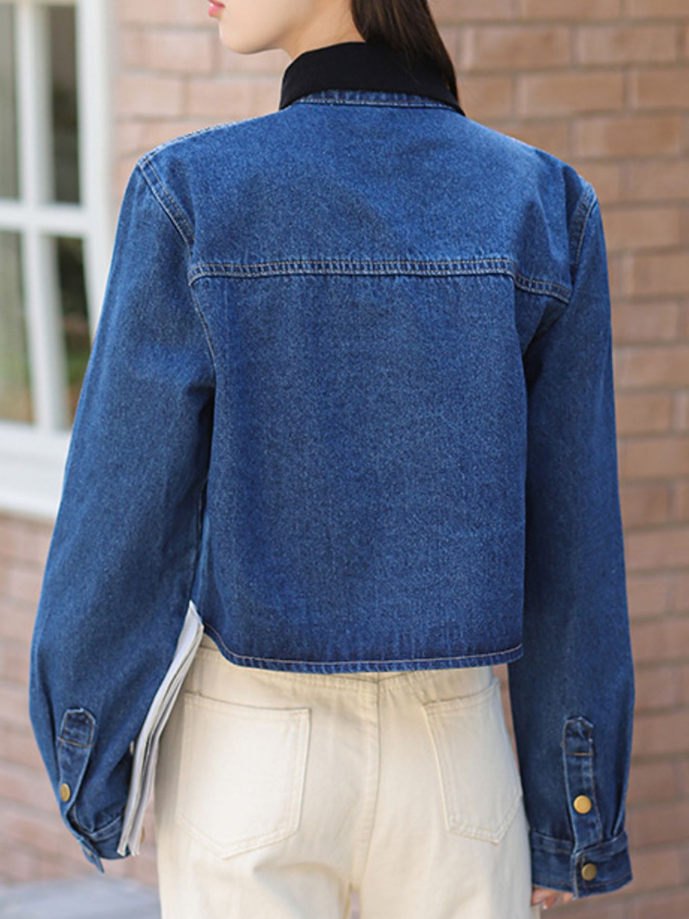 Snap Down Denim Jacket with Chest Pockets