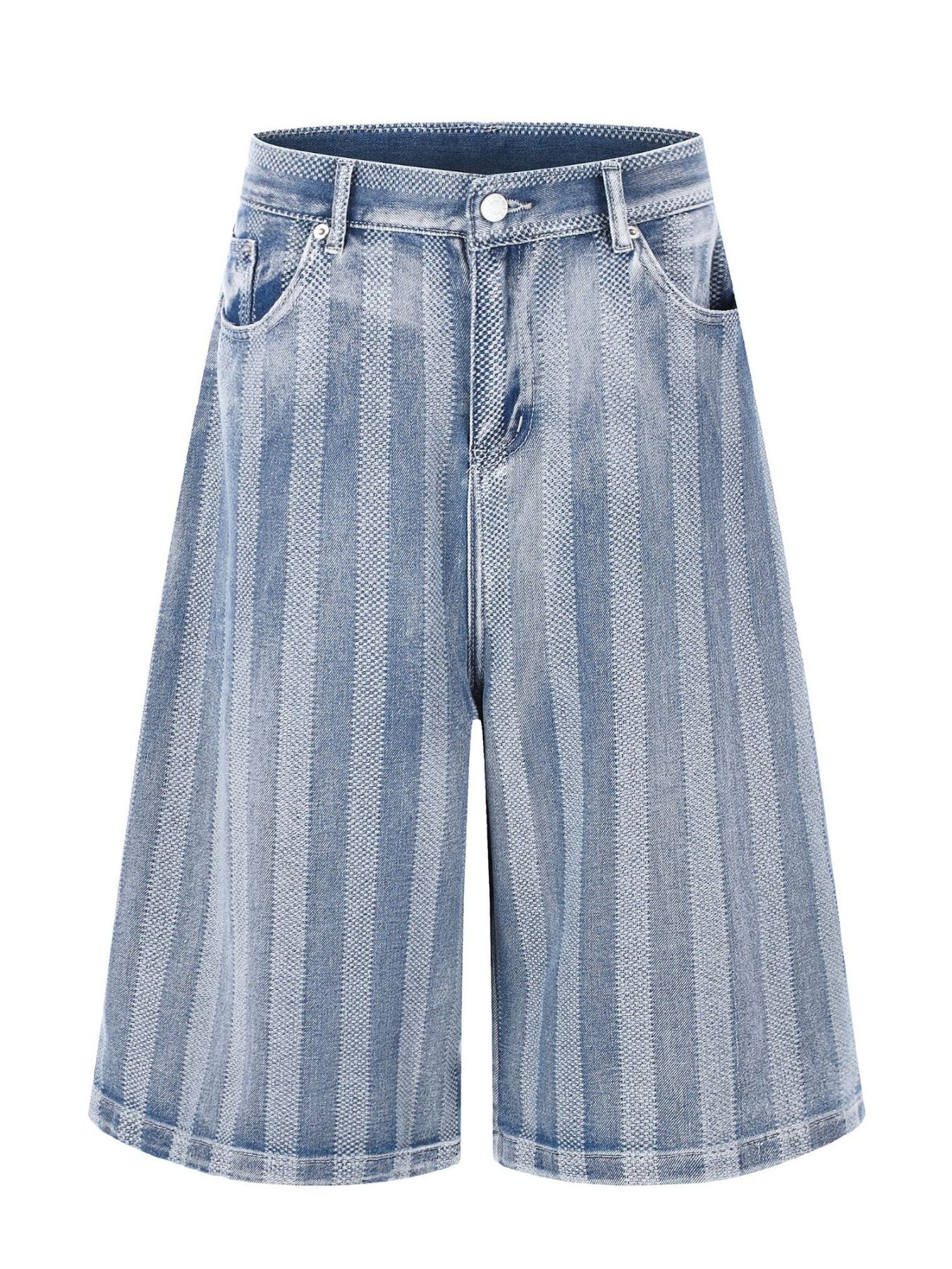 Men's Stripe Wide Leg Denim Capris