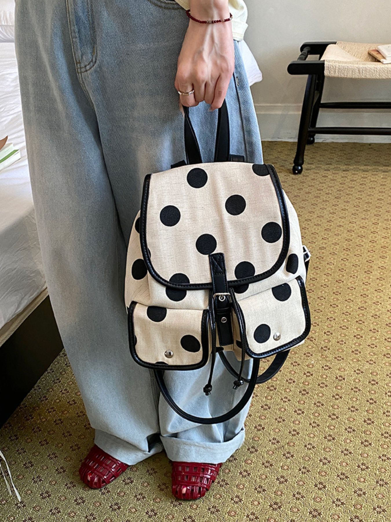 Polka Dot Backpack Bag