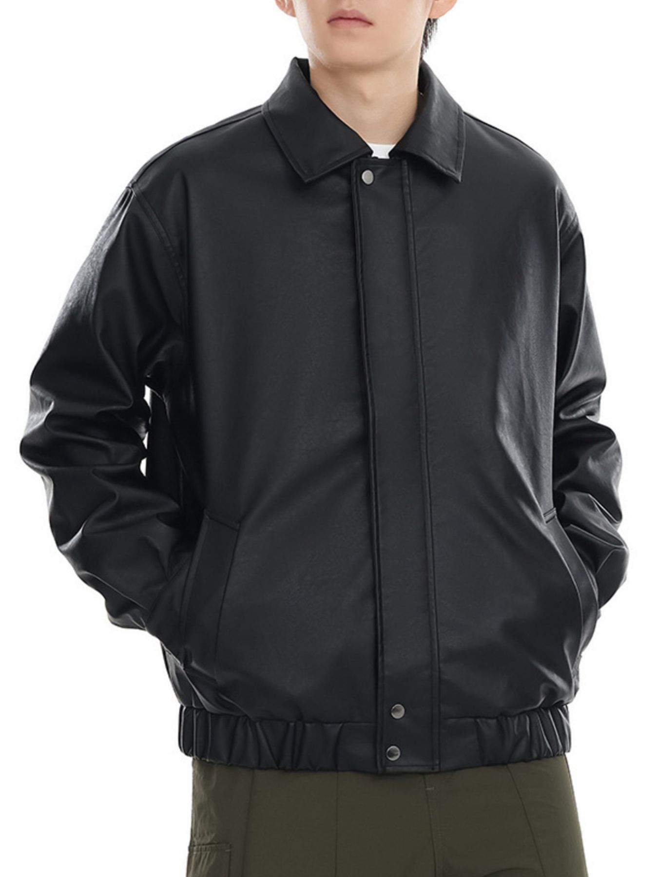 Men's Plus Size Classic Faux Leather Jacket