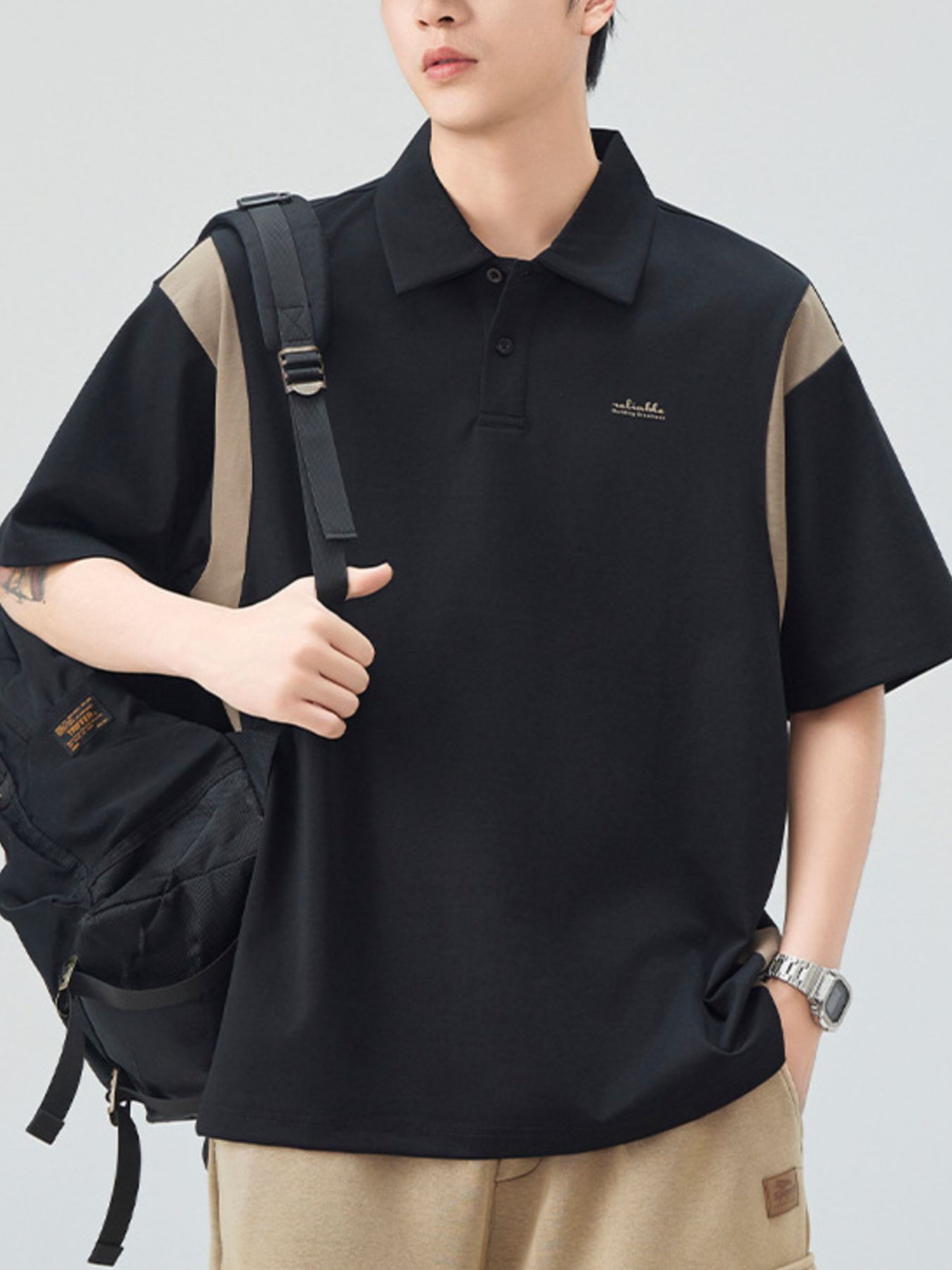 Men's Plus Size Button Detail Short Sleeve Polo