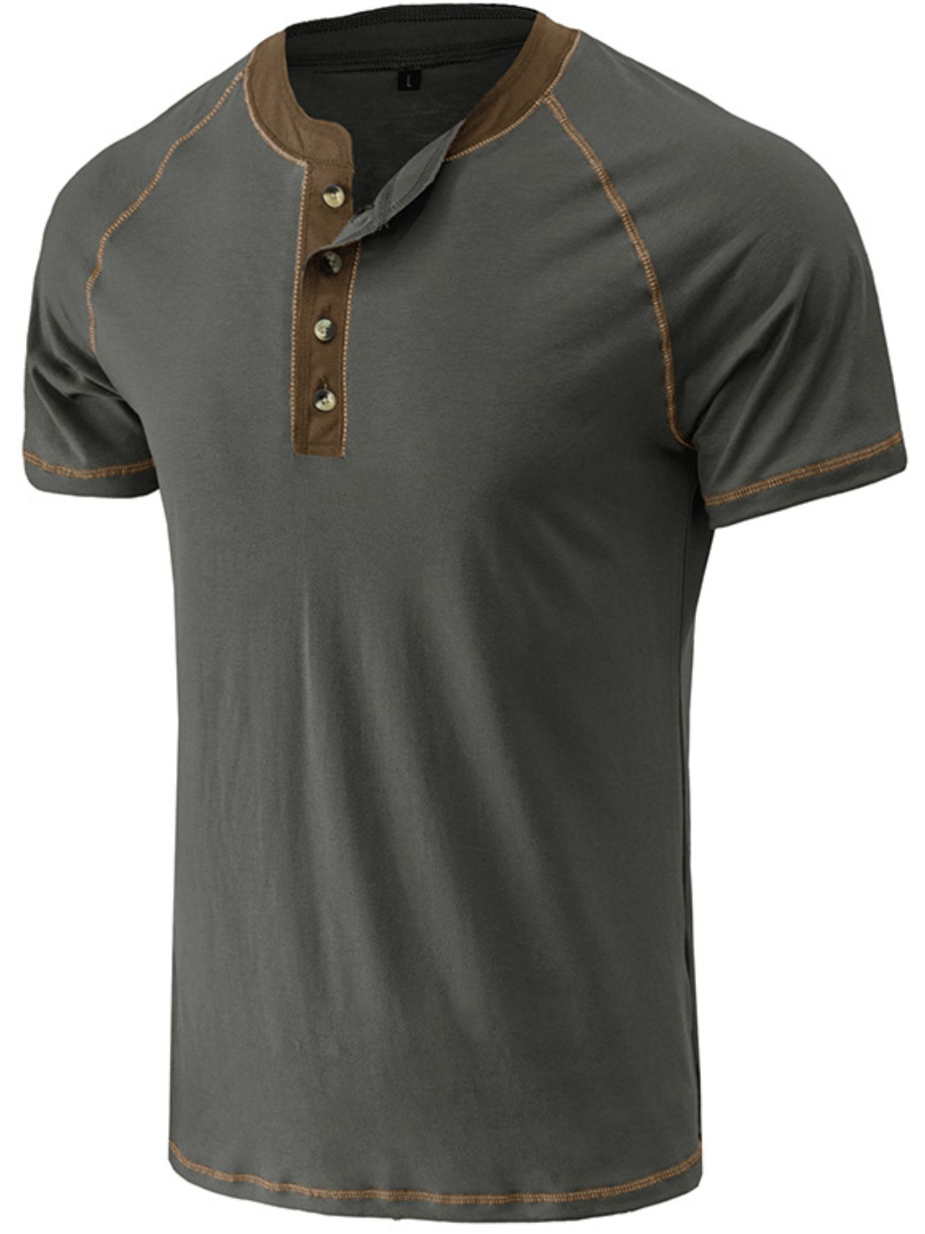 Men's Contrast Trim Henley Polo Shirt