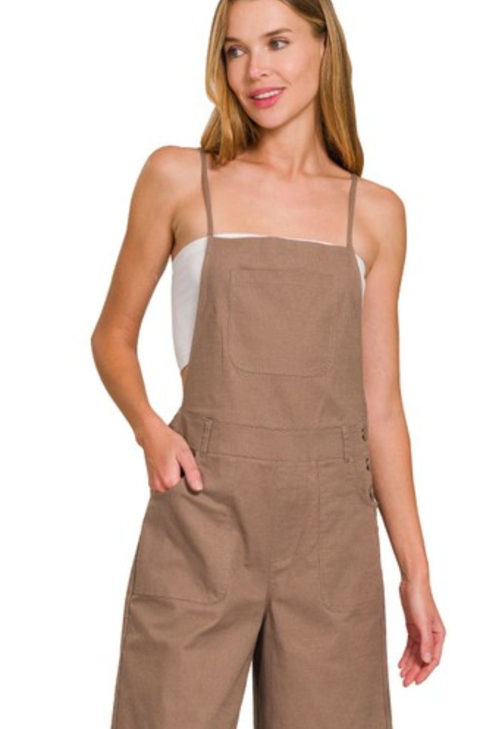 Woven Spaghetti Strap Overalls