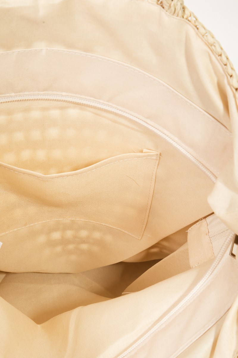 Fame Straw Braided Beach Tote Bag