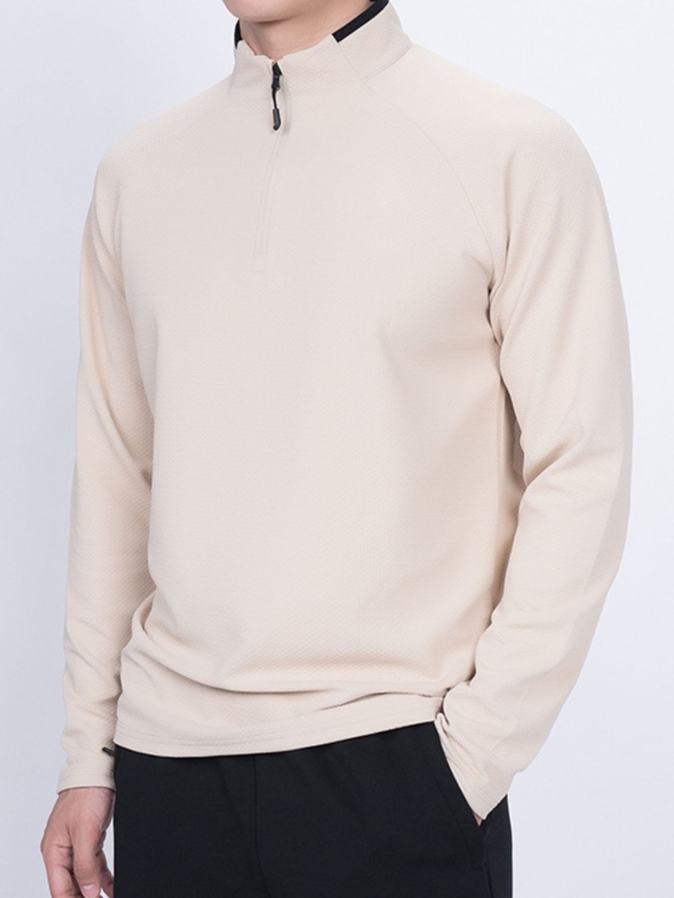 Men's Plus Size Casual Long Sleeve Quarter T-Shirt