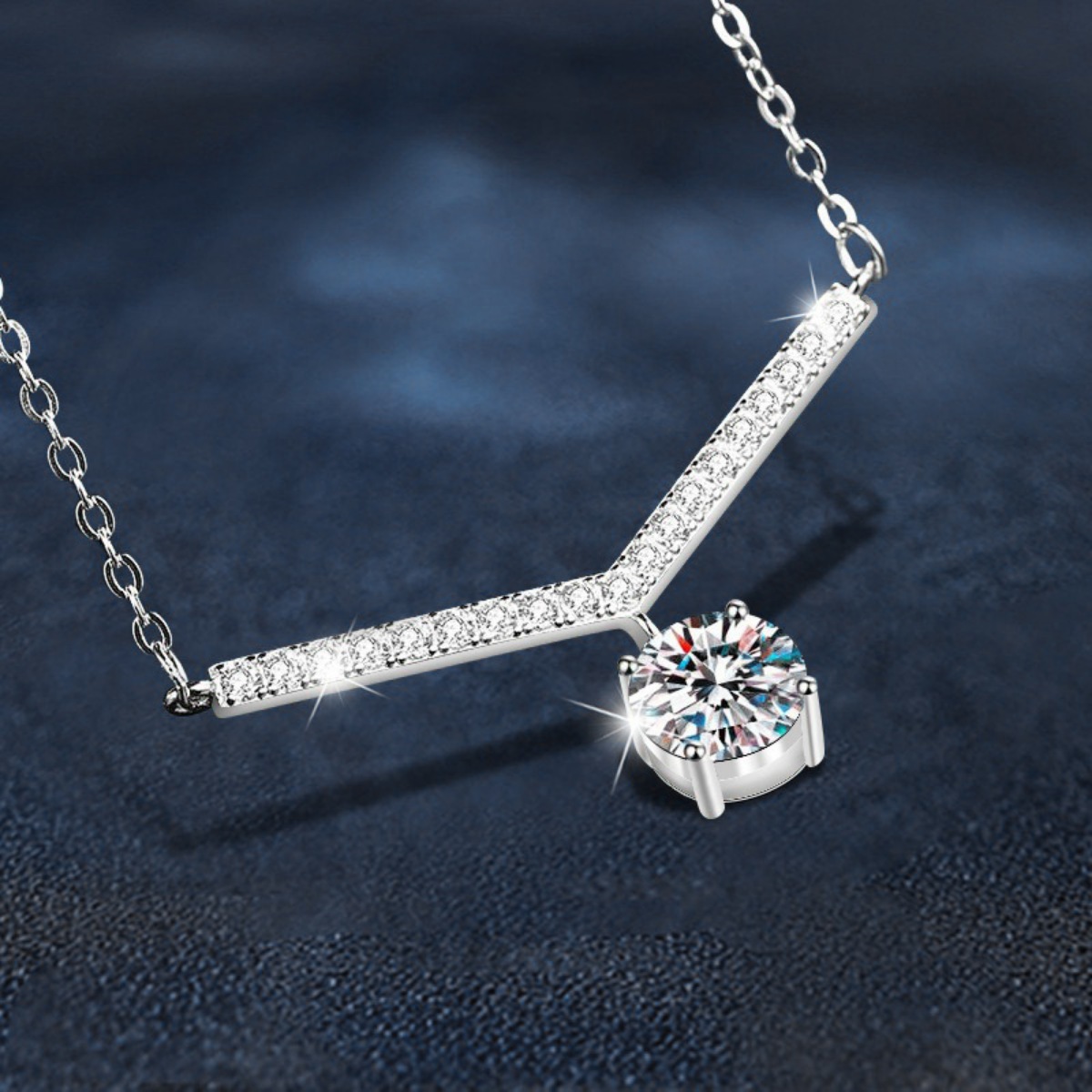 1 Carat Moissanite 925 Sterling Silver Necklace