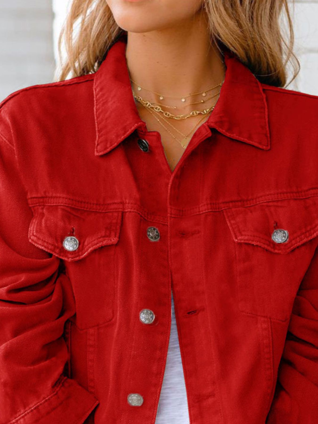 Button Up Long Sleeve Denim Jacket