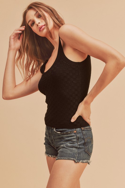 Scoop Neck Wide Strap Knit Tank