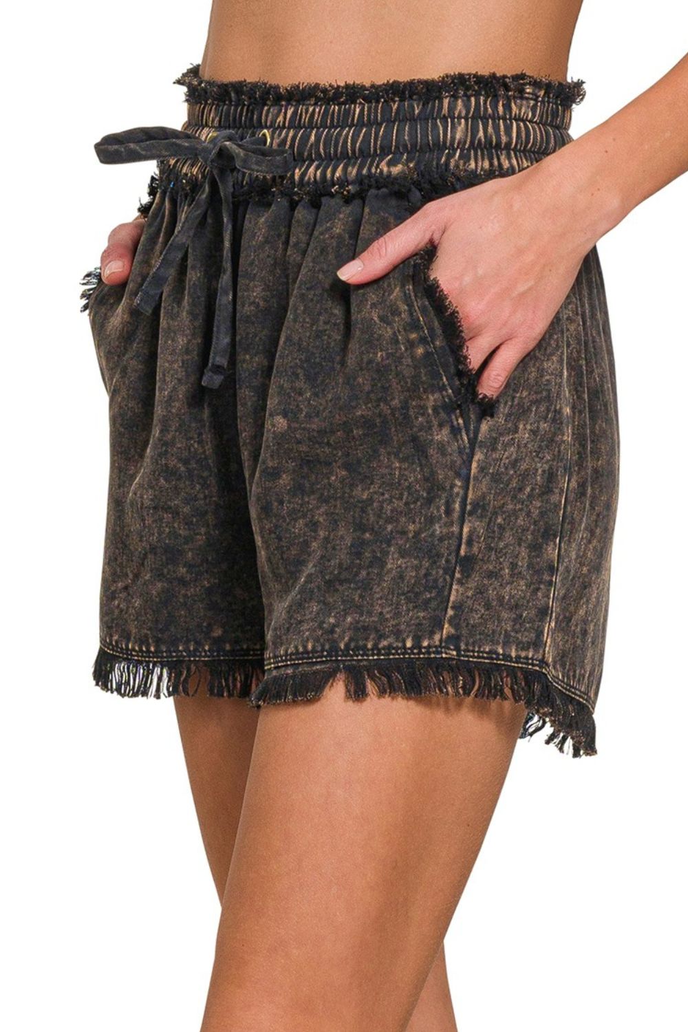 Mineral Frayed Hem Washed Shorts