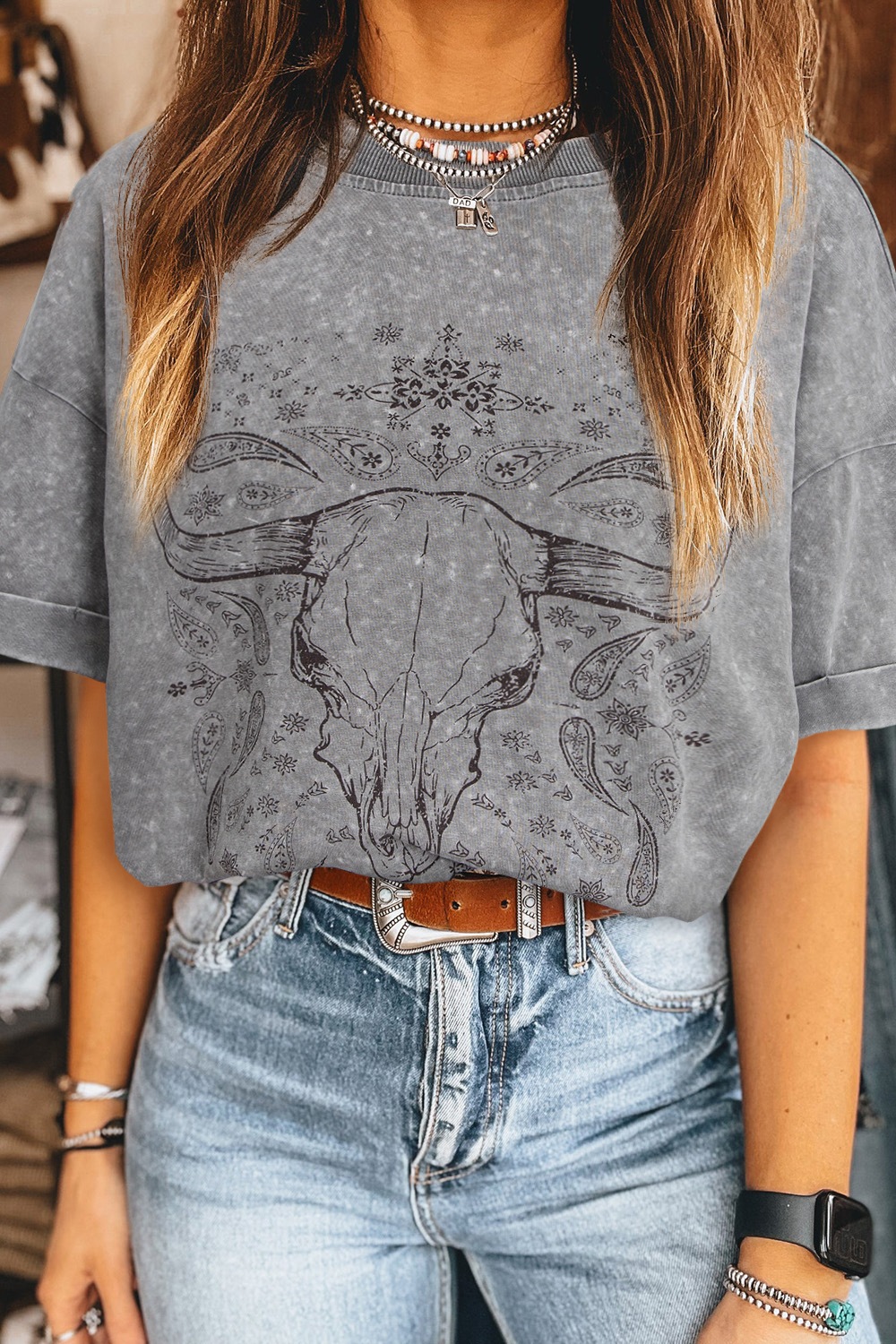 Bull Head Round Neck Half Sleeve T-Shirt
