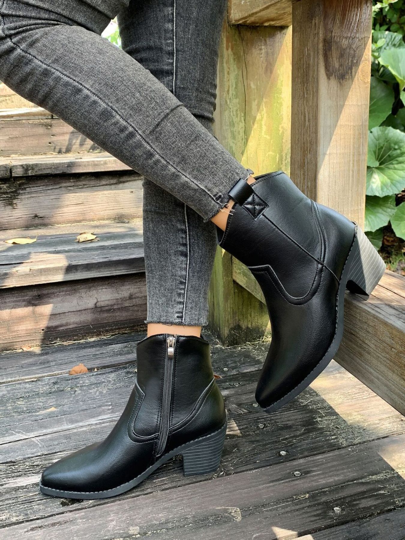 Point Toe Block Heels Boots