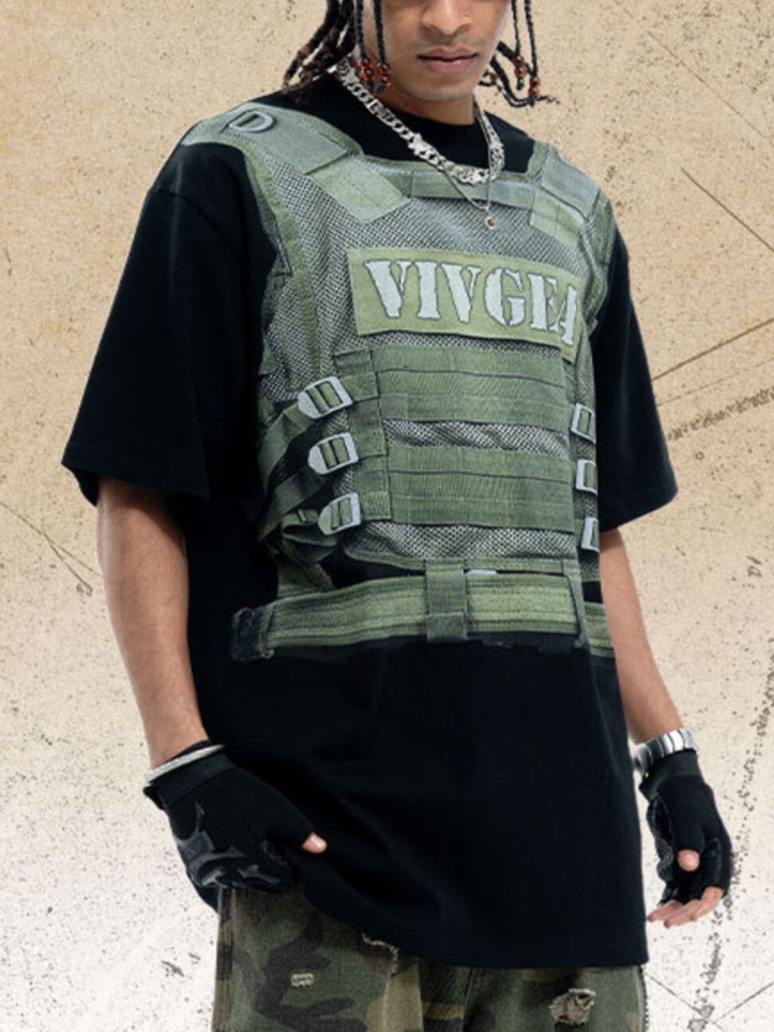Men's Tactical Vest Print T-Shirt