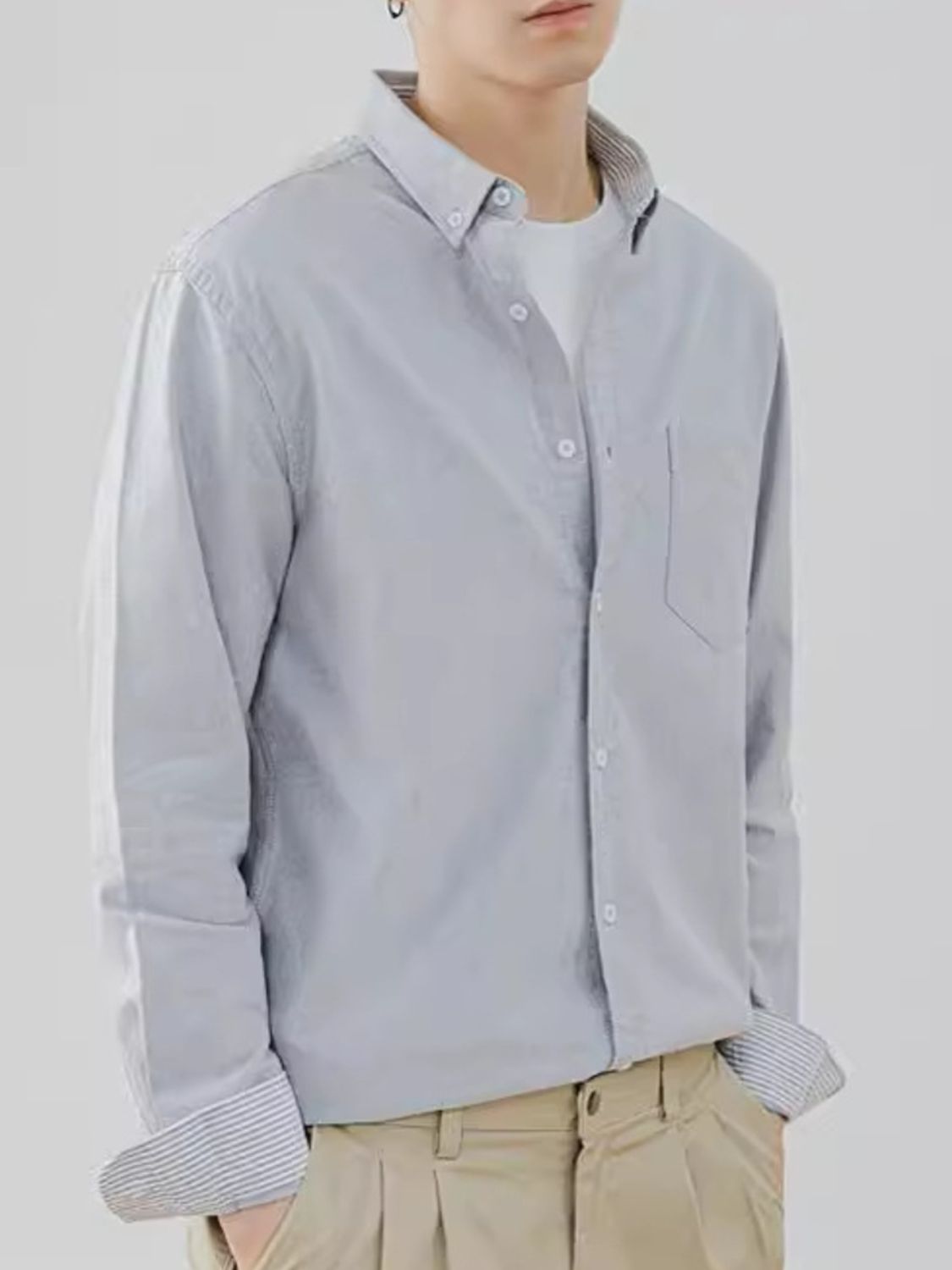 Men's Full Size Button Up Long Sleeve Shirt Plus Size