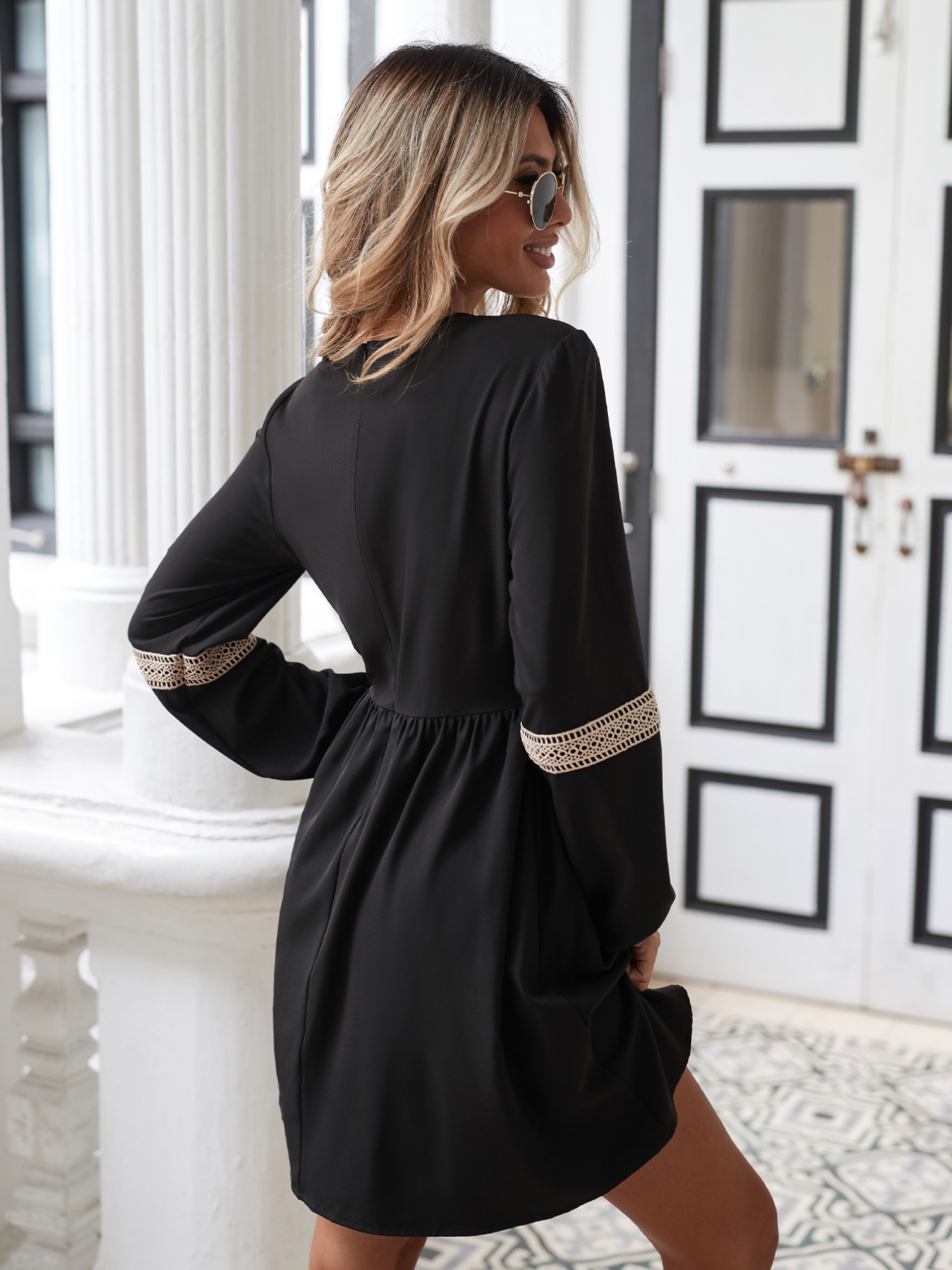 Surplice Balloon Sleeve Dress