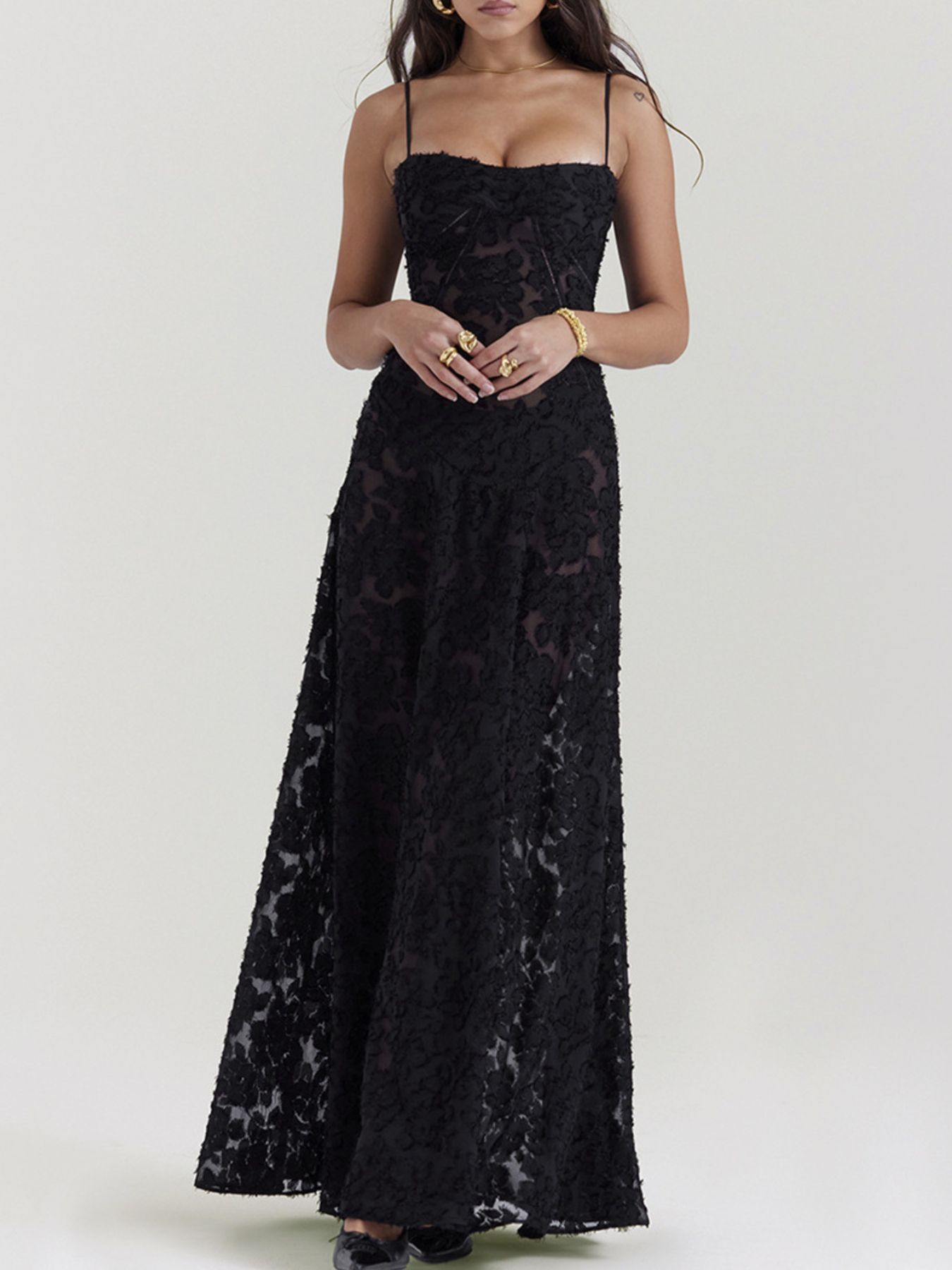 Lace Spaghetti Strap Maxi Dress
