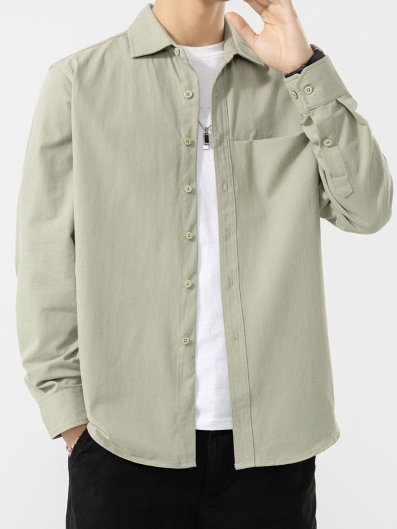 Men's Plus Size Button Up Long Sleeve Shirt