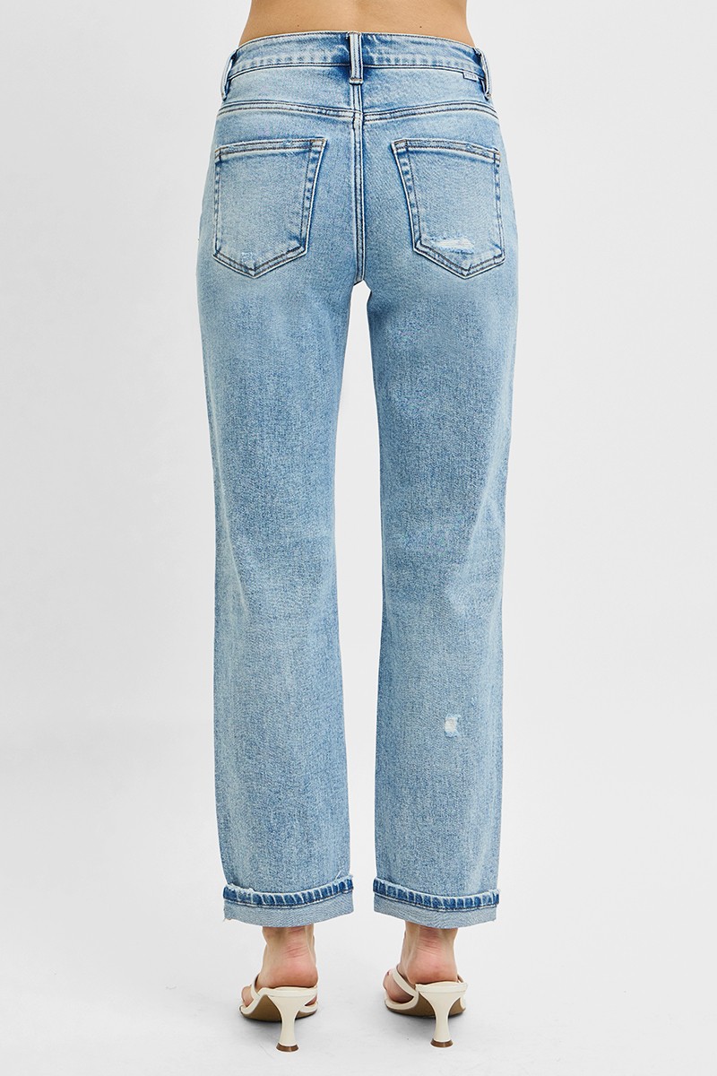 Full Size High Rise Ankle Boyfriend Distressed Jeans Plus Size