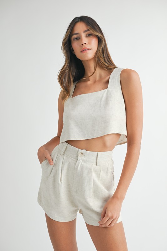 Sleeveless Crop Top and Shorts Set