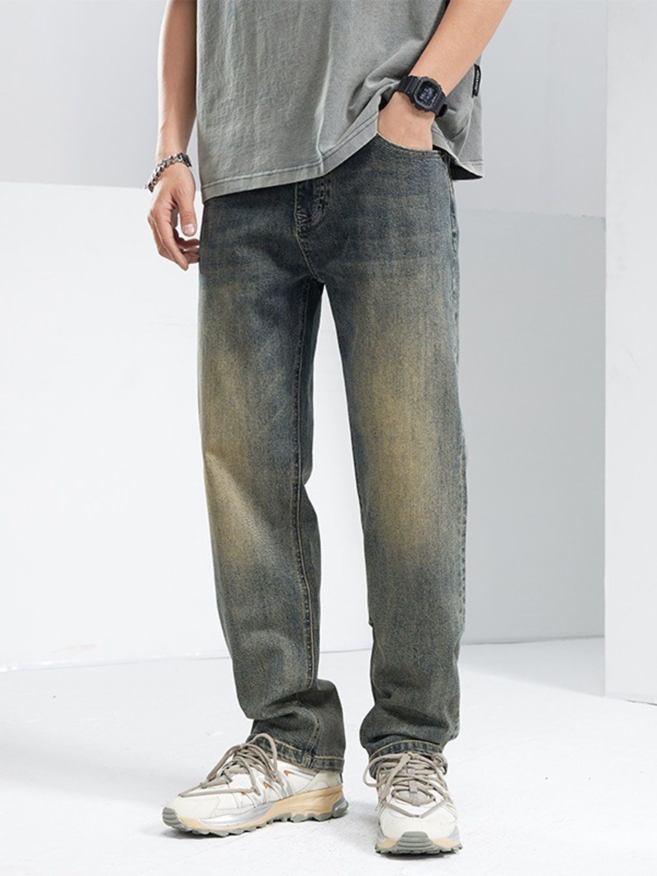 Men's Washed Loose Fit Jeans