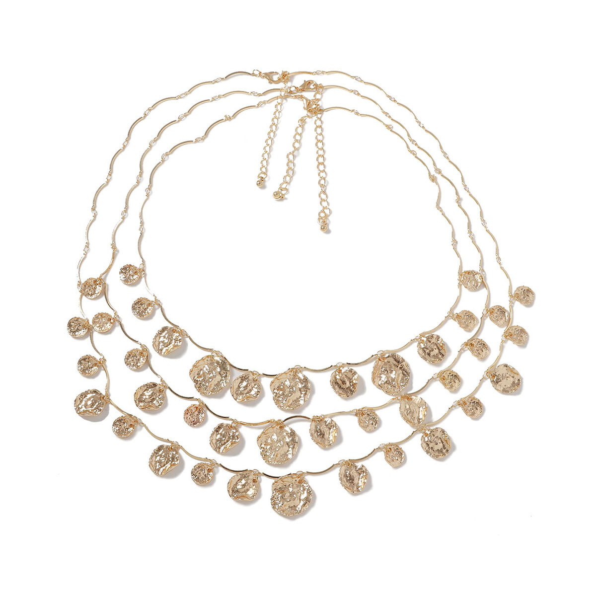 3-Piece 18K Gold-Plated Zinc Alloy Necklace