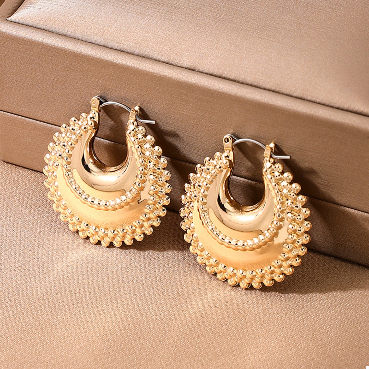 18K Gold-Plated Alloy Crescent Moon Hoop Earrings