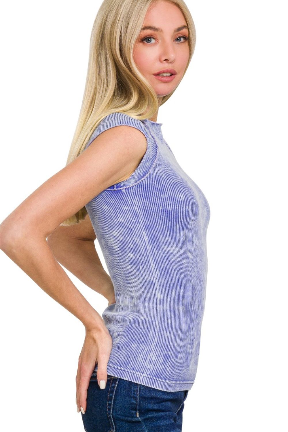 Stone Washed Ribbed Seamless Top
