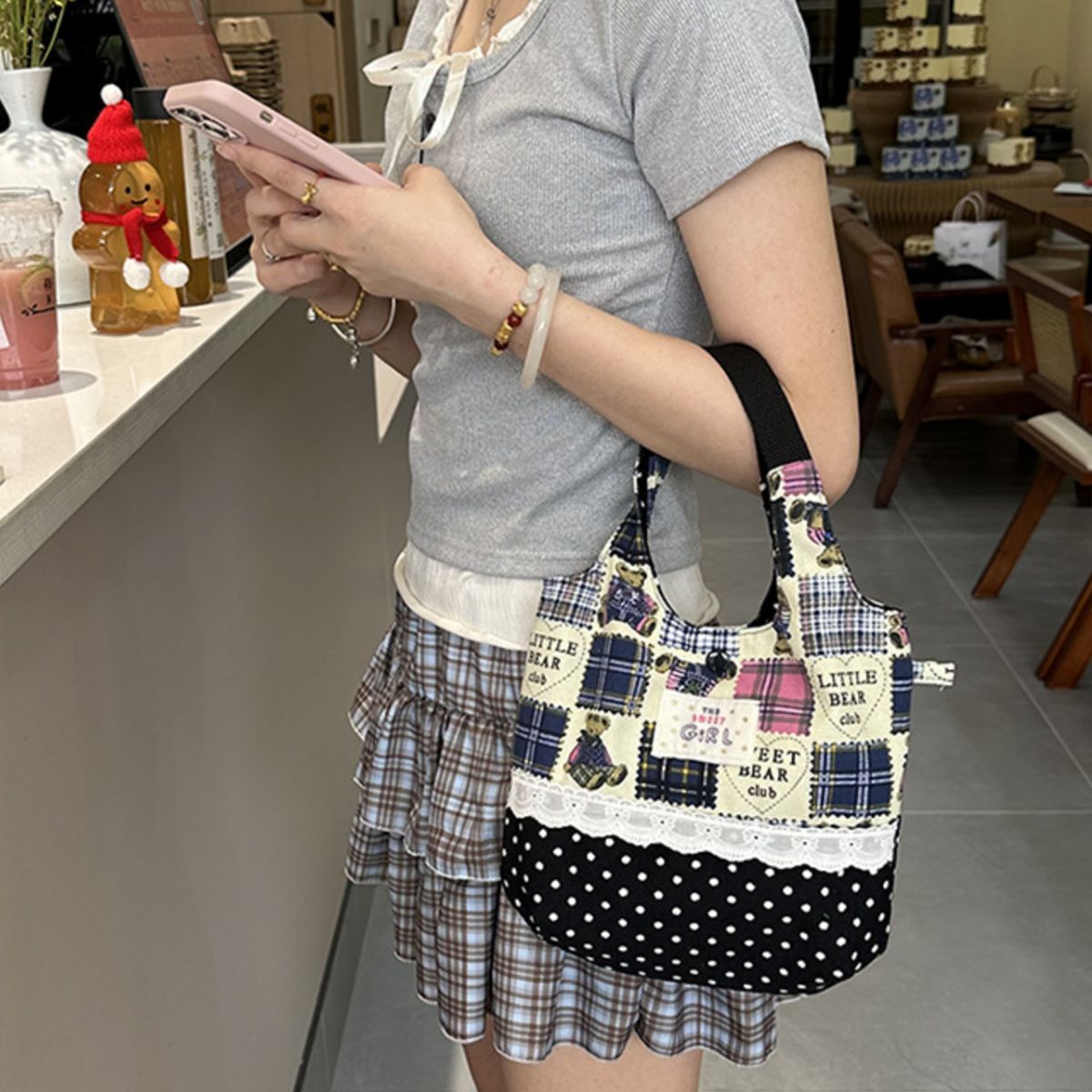 Printed Canvas Handbag
