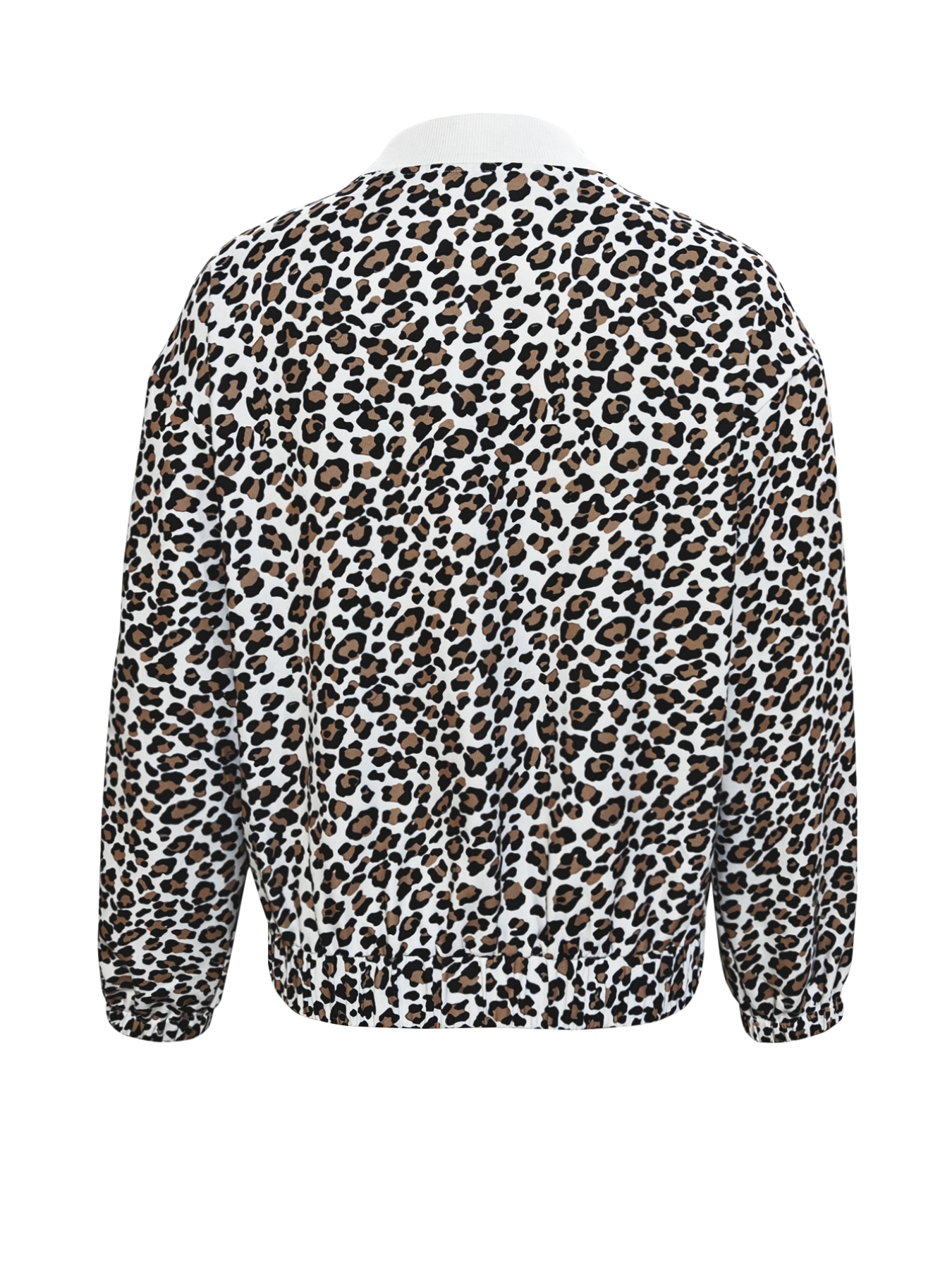 Leopard Zip Up Bomber Jacket with Contrast Side Stripes