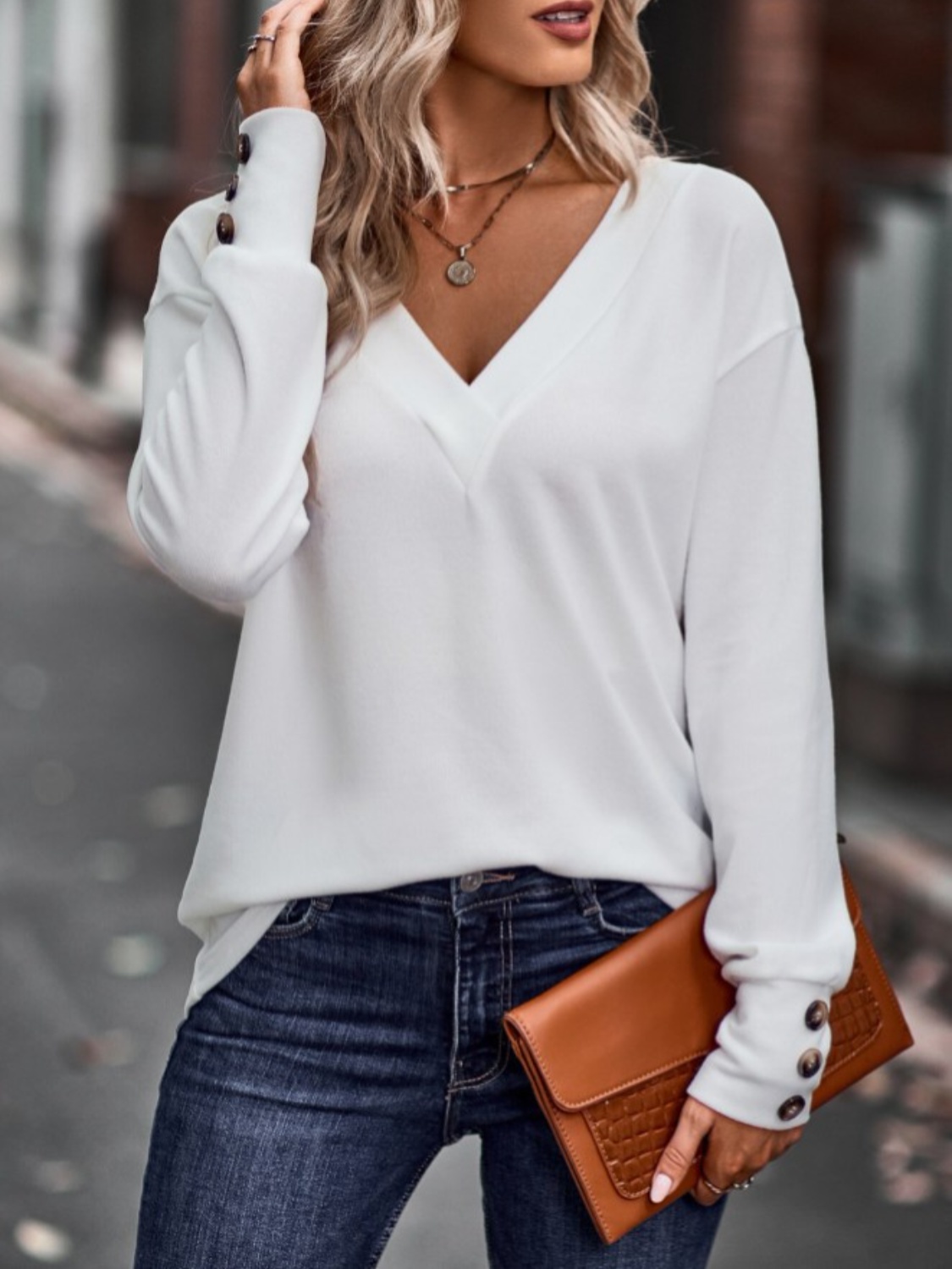 V-Neck Long Sleeve T-Shirt