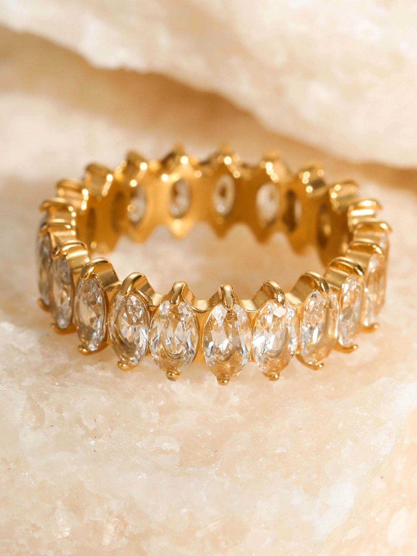 18K Gold-Plated Stainless Steel Zircon Ring