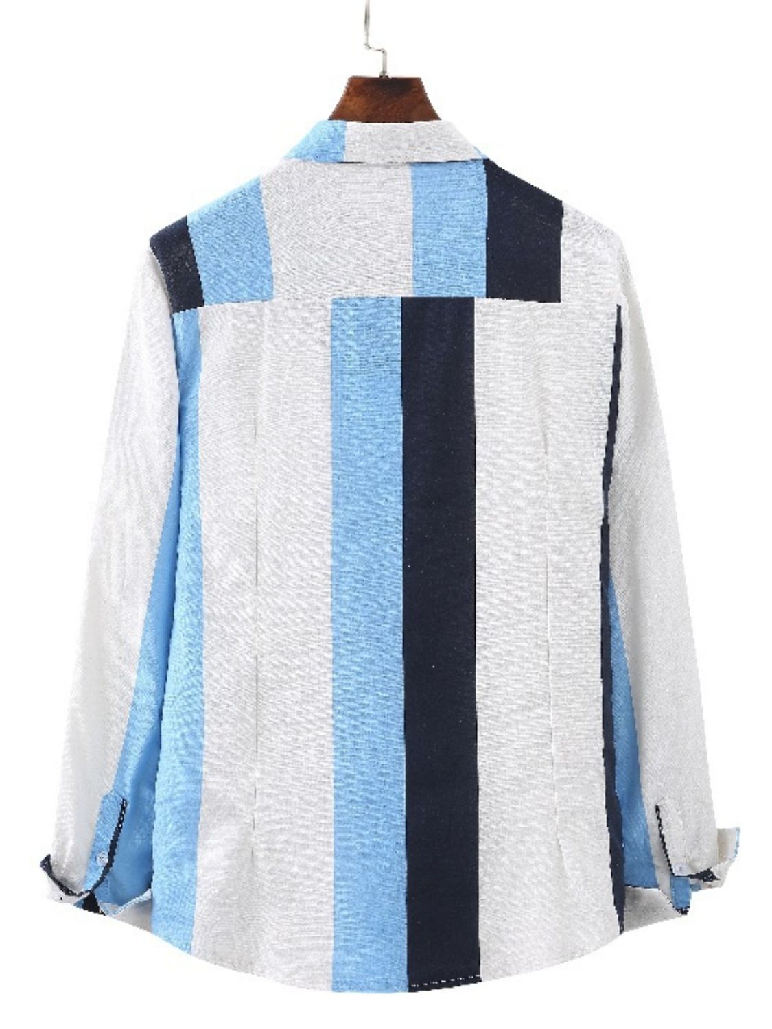 Men's Plus Size Striped Button Up Long Sleeve· Shirt