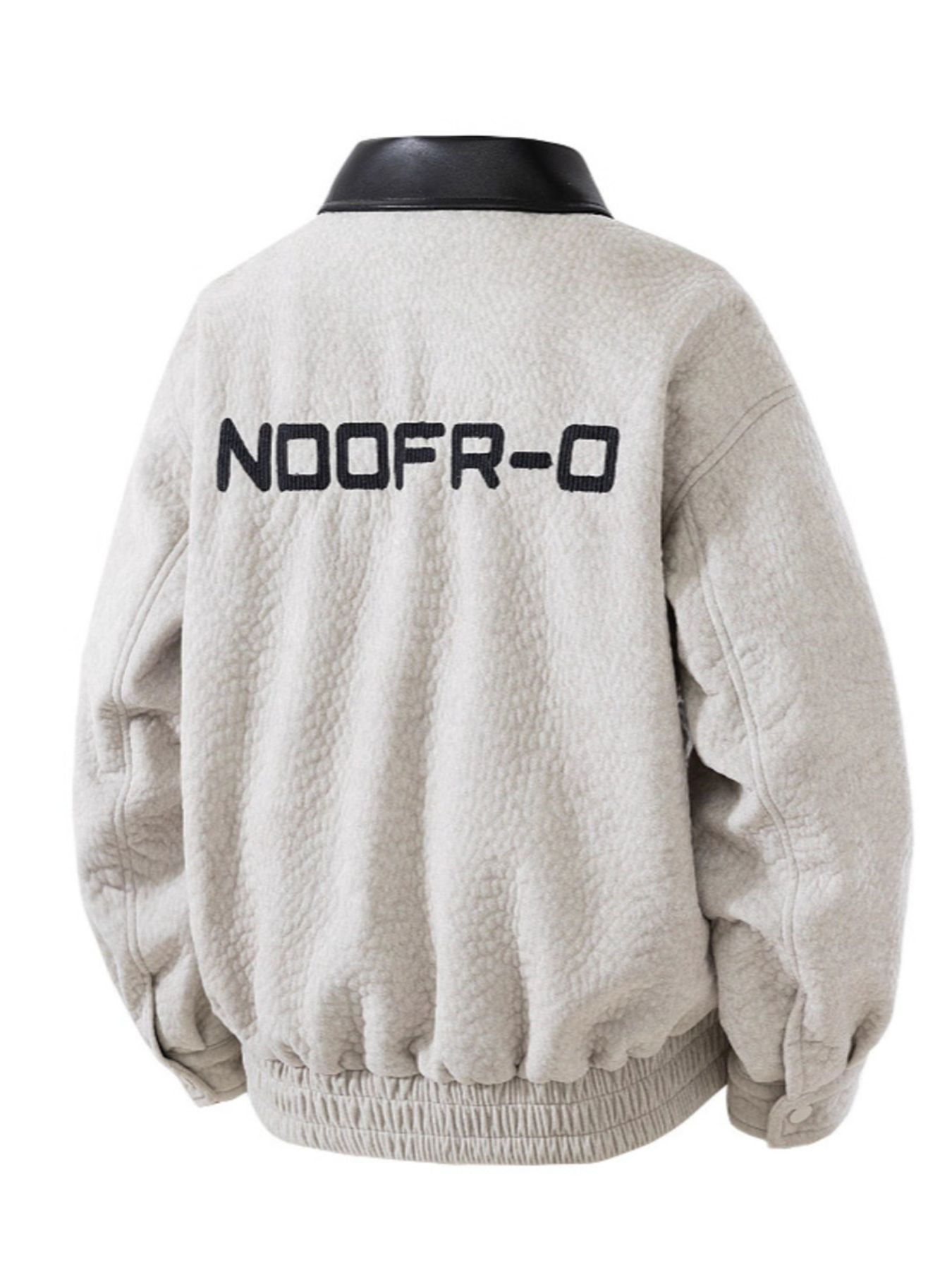 Men's Plus Size Leather Trimmed Zip Up Jacket