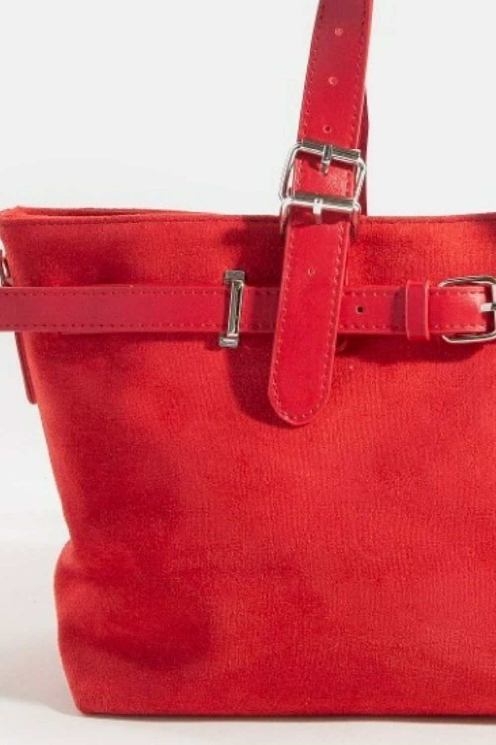 Fame Faux Leather Buckle Strap Detail Tote Bag