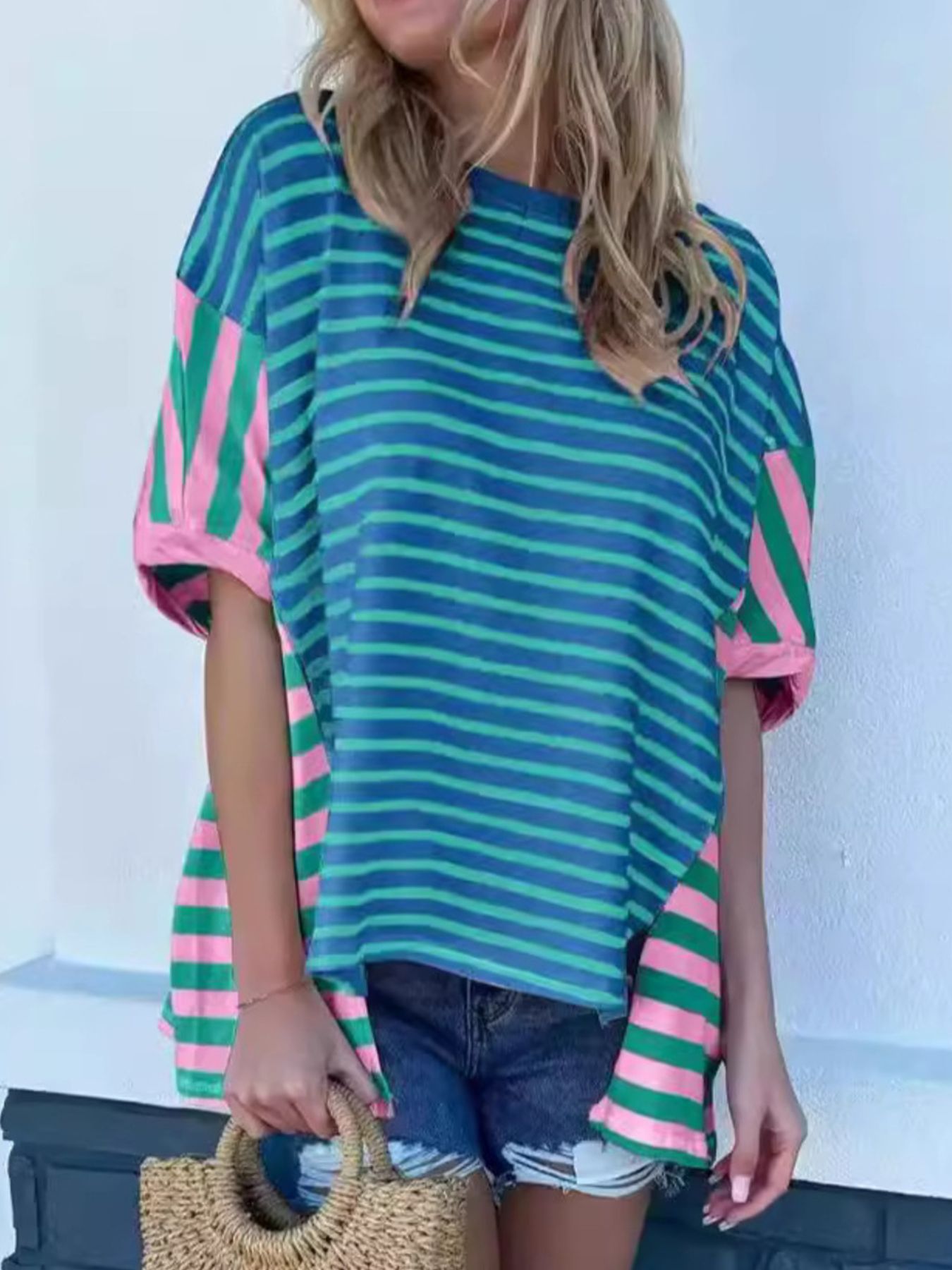 Colorful Striped Oversized T-Shirt