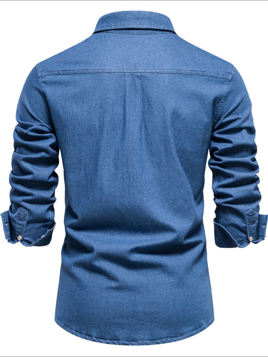 Men's Button-Down Denim Shirt with Chest Pocket